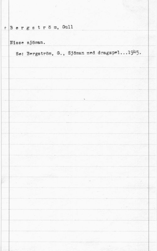 Bergström, Gurli Maria Bergström, Gull

Nisse sjöman.

Se: Bergström, G., Sjöman med dragspel...19u5.