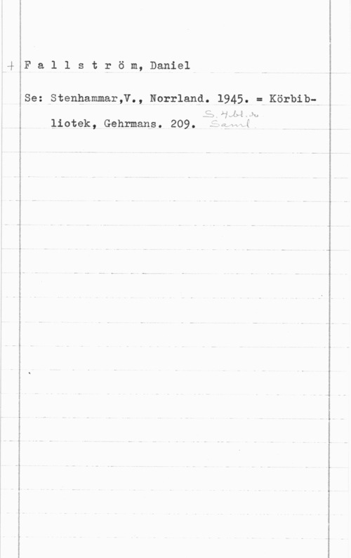 Faltin, Richard Friedrich Fallströn, Daniel

Se: Stenhammar,V., Norrland. 1945. =-Körbibfl
  , Ål..-

liotek, Gehrmans. 209. QQigqui