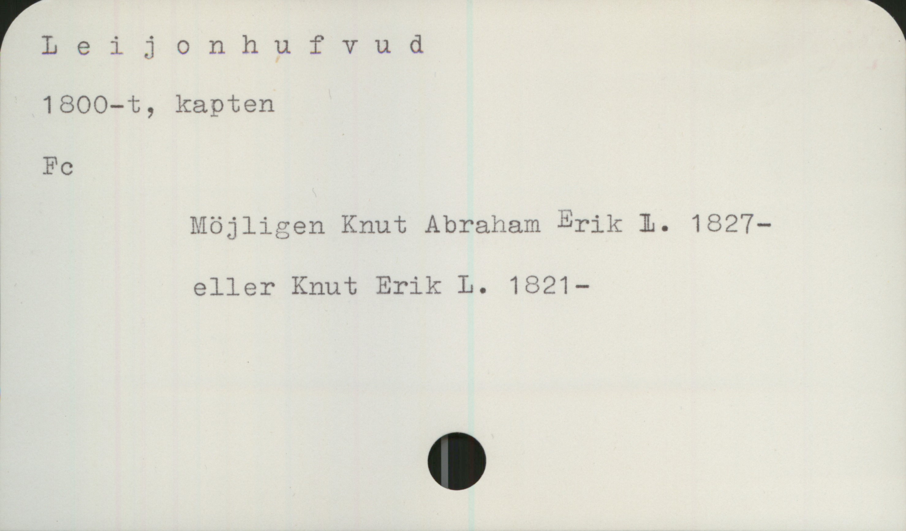  ";:e i 3 onhufvud«i!
1800—t, kapten
Fc
Möjligen Knut Abraham Erik L. 1827—
1 eller Knut Erik L. 1821-
i
.

