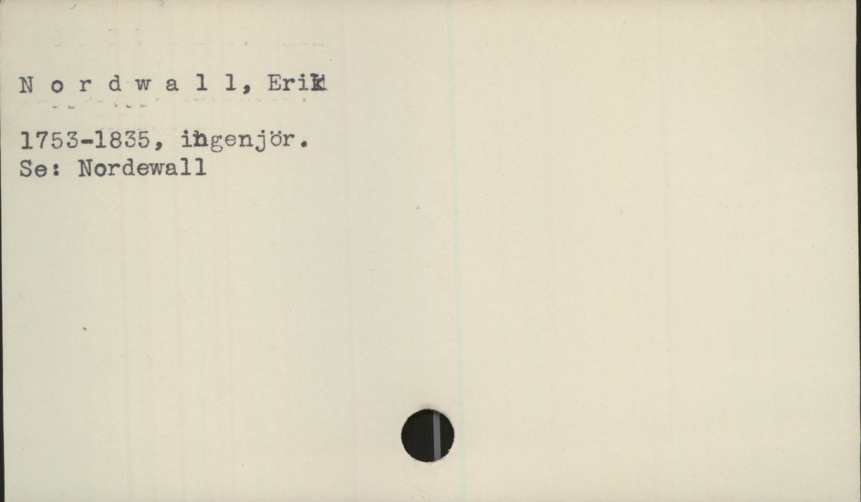  Nordwa11,Eril
1755-1855, ingenjör.
Se: Nordewall

