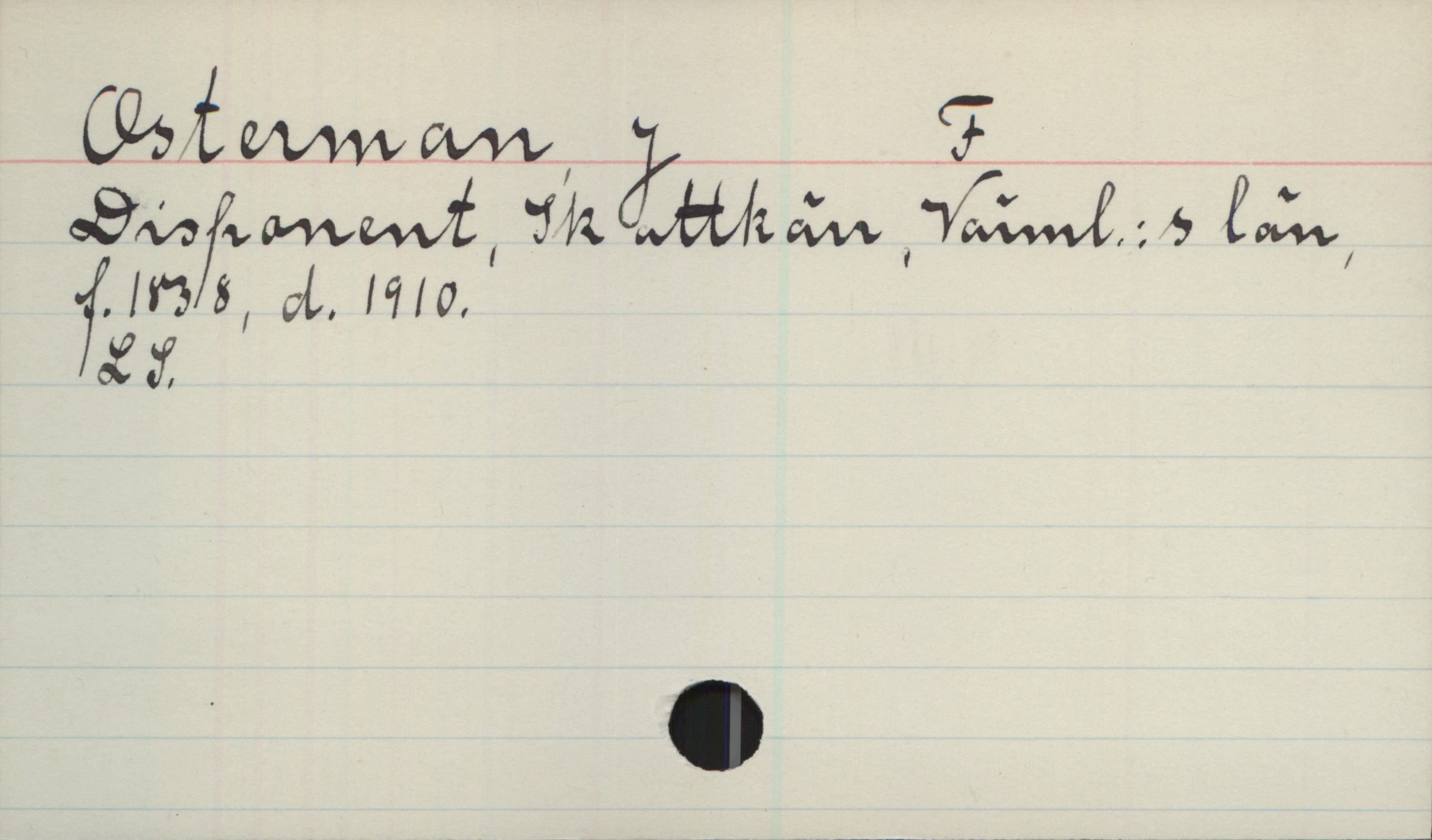 Osterman, J. F. (1838-1910) Osterman, J F
Disponent, Skattkärr, Värml.:s län,
f. 1838, d. 1910.
LS.