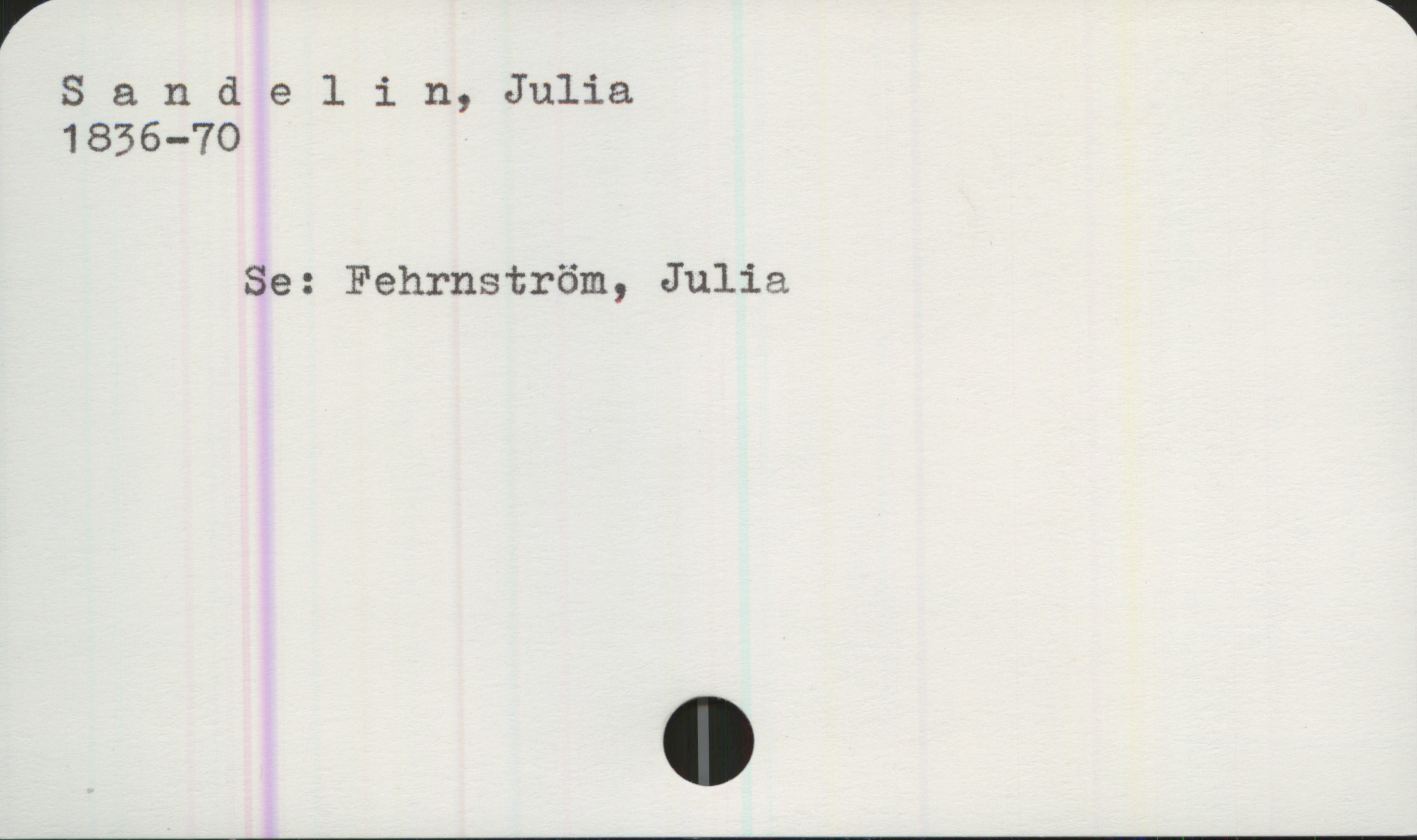 Sandelin, Julia (1836-70) Sandelin, Julia
1836-70
Se: Fehrnström, Julia
