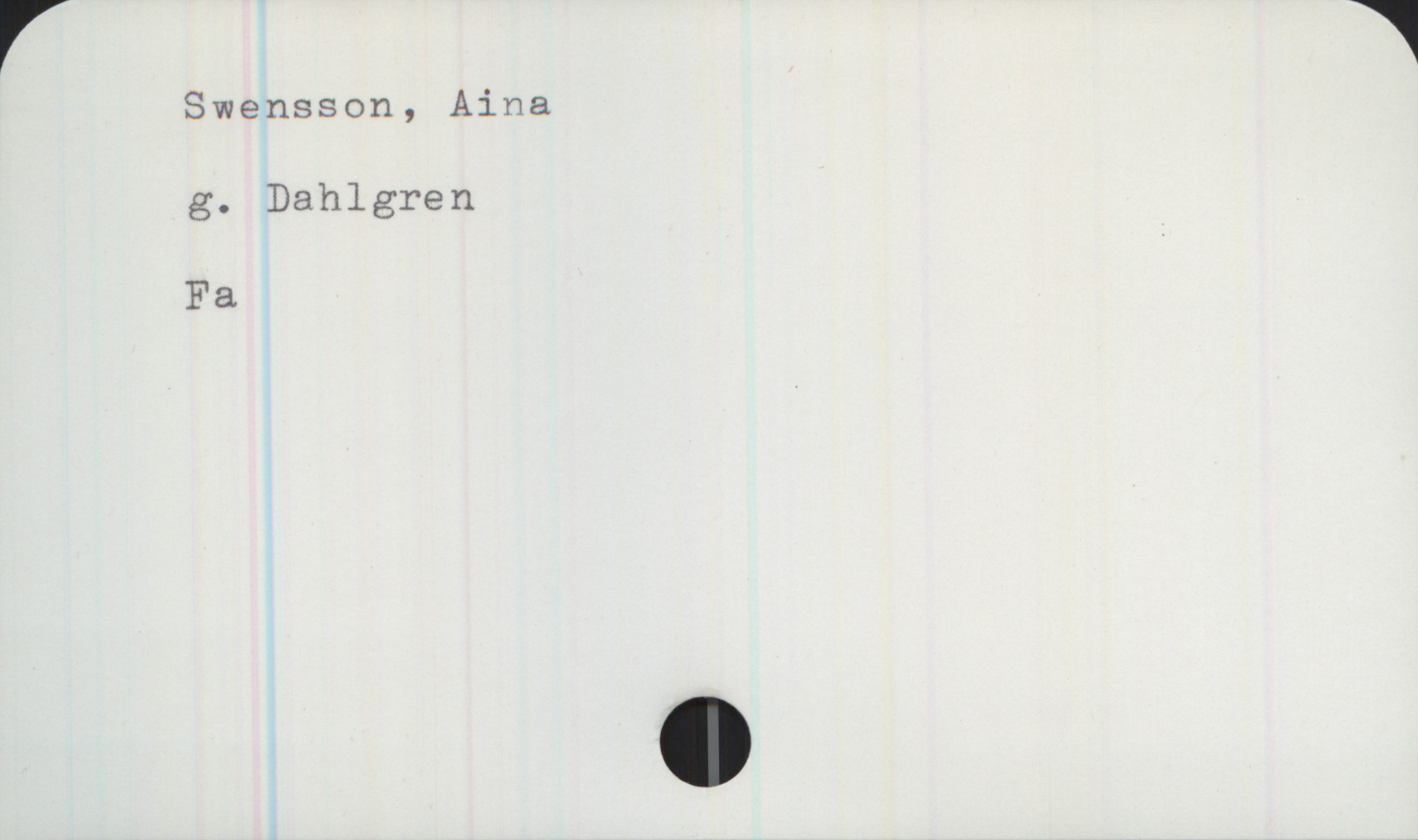 Swensson, Aina Swensson, Aina
g. Dahlgren

Fa