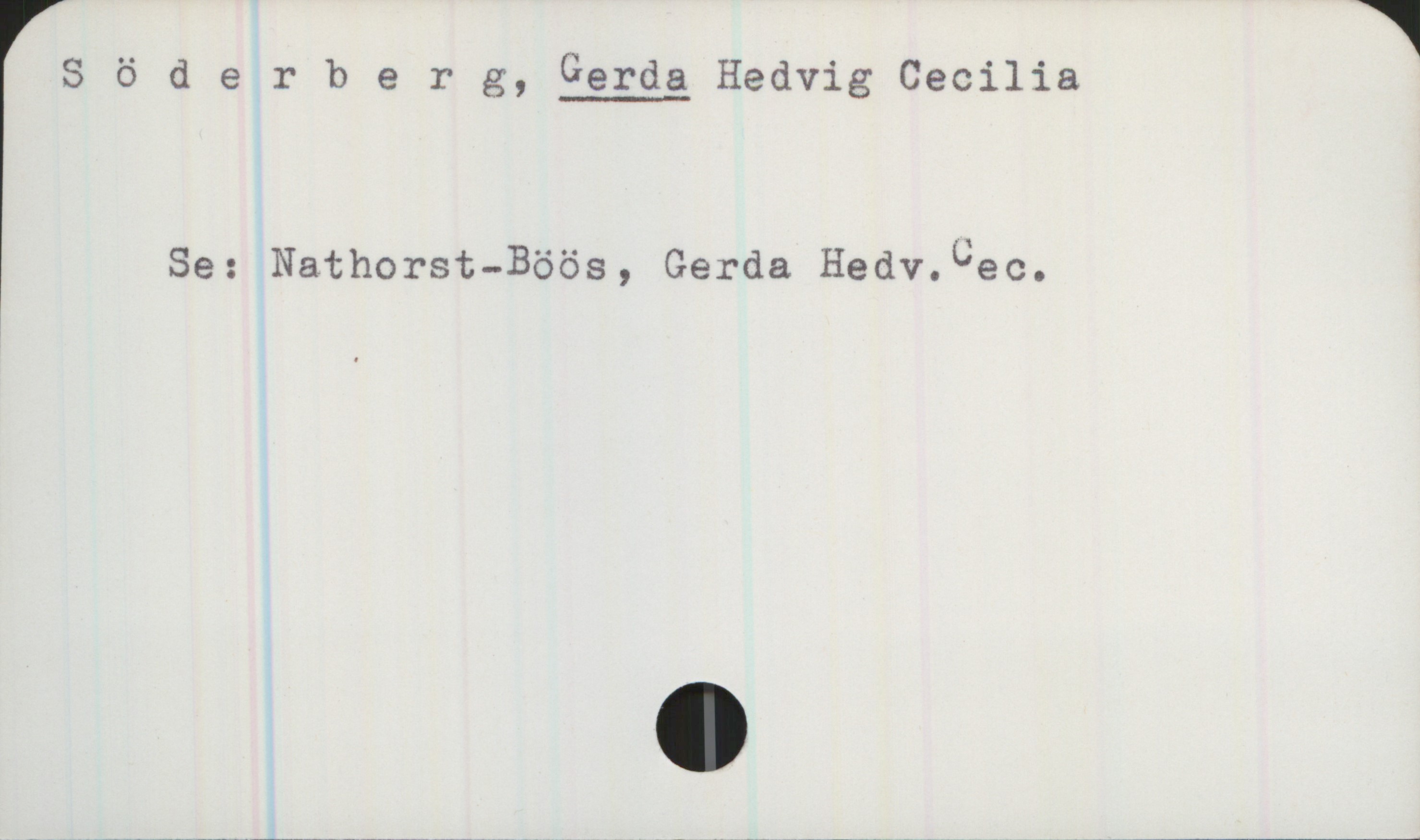 Söderberg, GERDA Hedvig Cecilia Söderberg, GERDA Hedvig Cecilia
Se: Nathorst-Böös, Gerda Hedv.Cec.