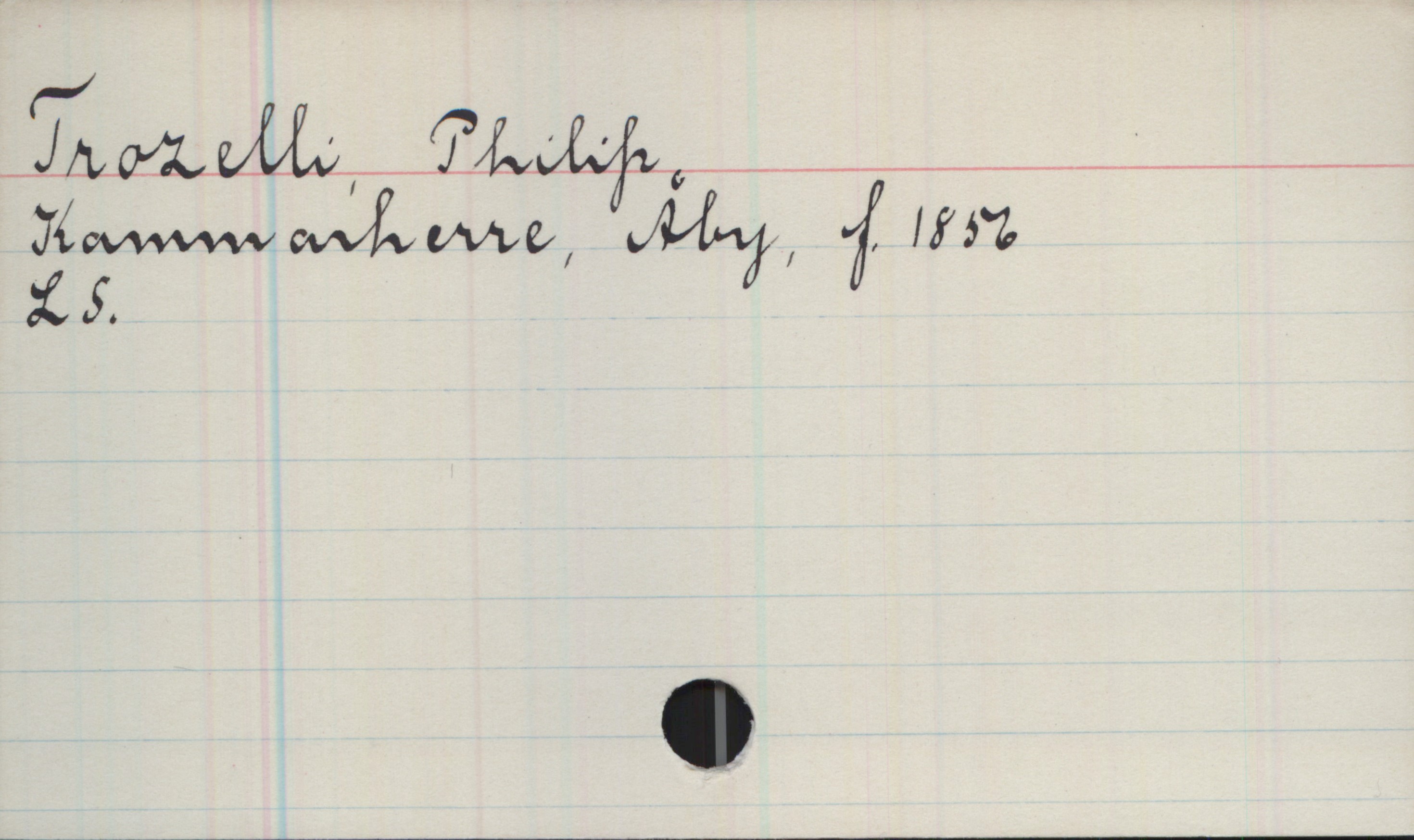 Trozelli, Philip 1856- Trozelli, Philip 
Kammarherre, Åby, f.1856
LS