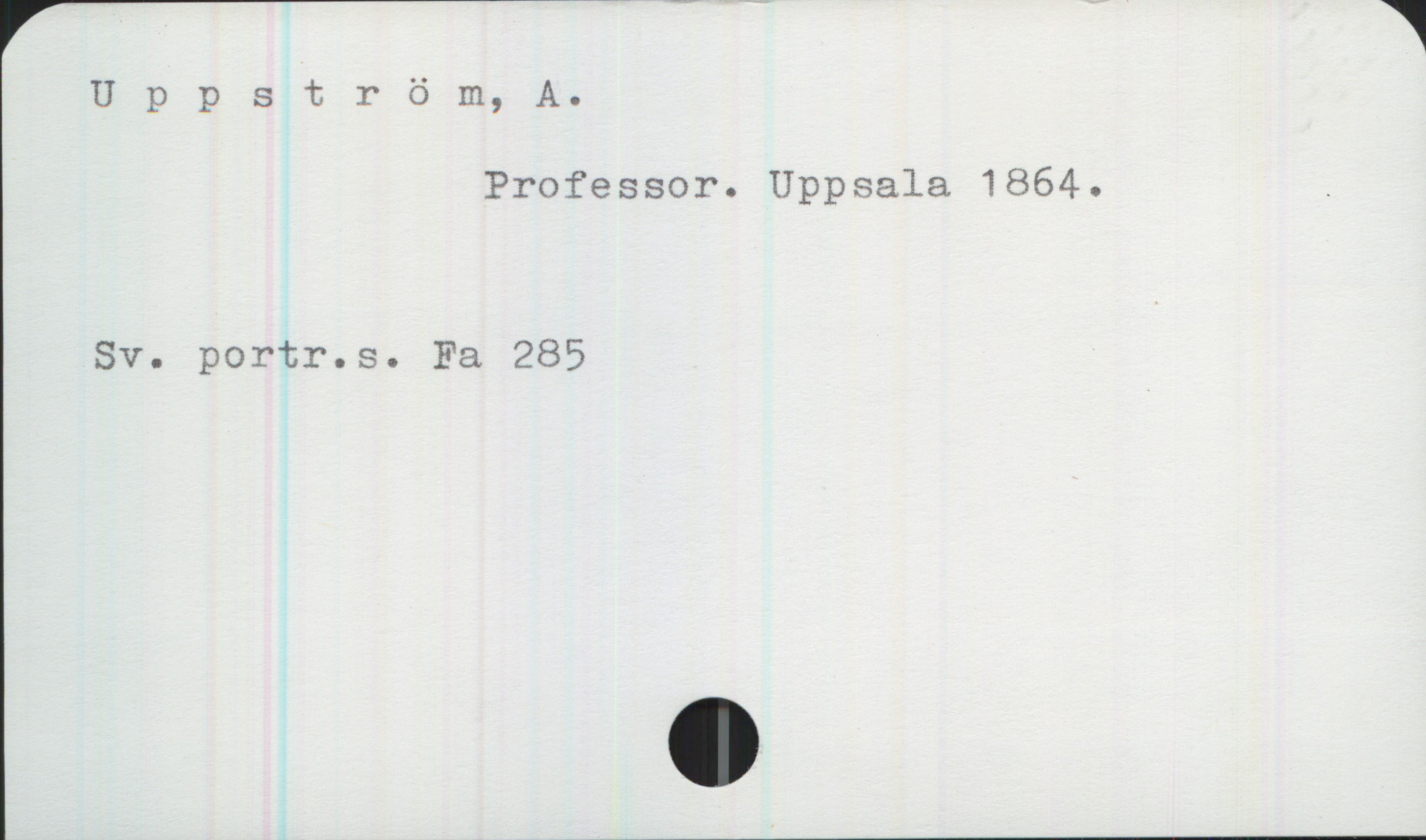  Uppström, A.
Professor. Uppsala 1864. .
Sv. portr.s. Fa 285


