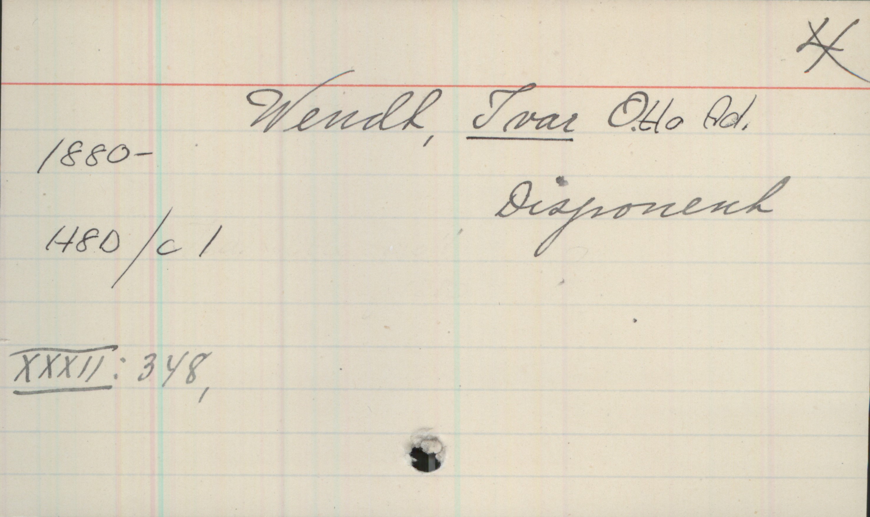 Wendt, Ivar Otto Ad. (1880 - ) Wendt, Ivar Otto Ad.
1880 - 
?
H8D/c1
XXXII: 348