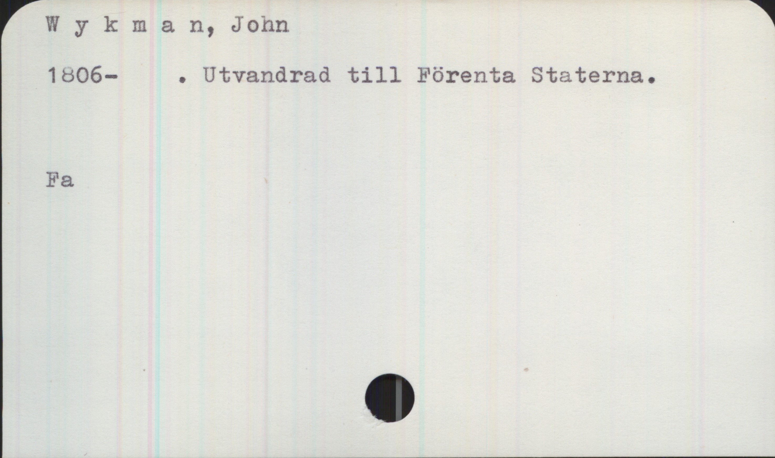  Wykman,John. *
1606- . Utvandrad till Förenta Staterna.
Fa

