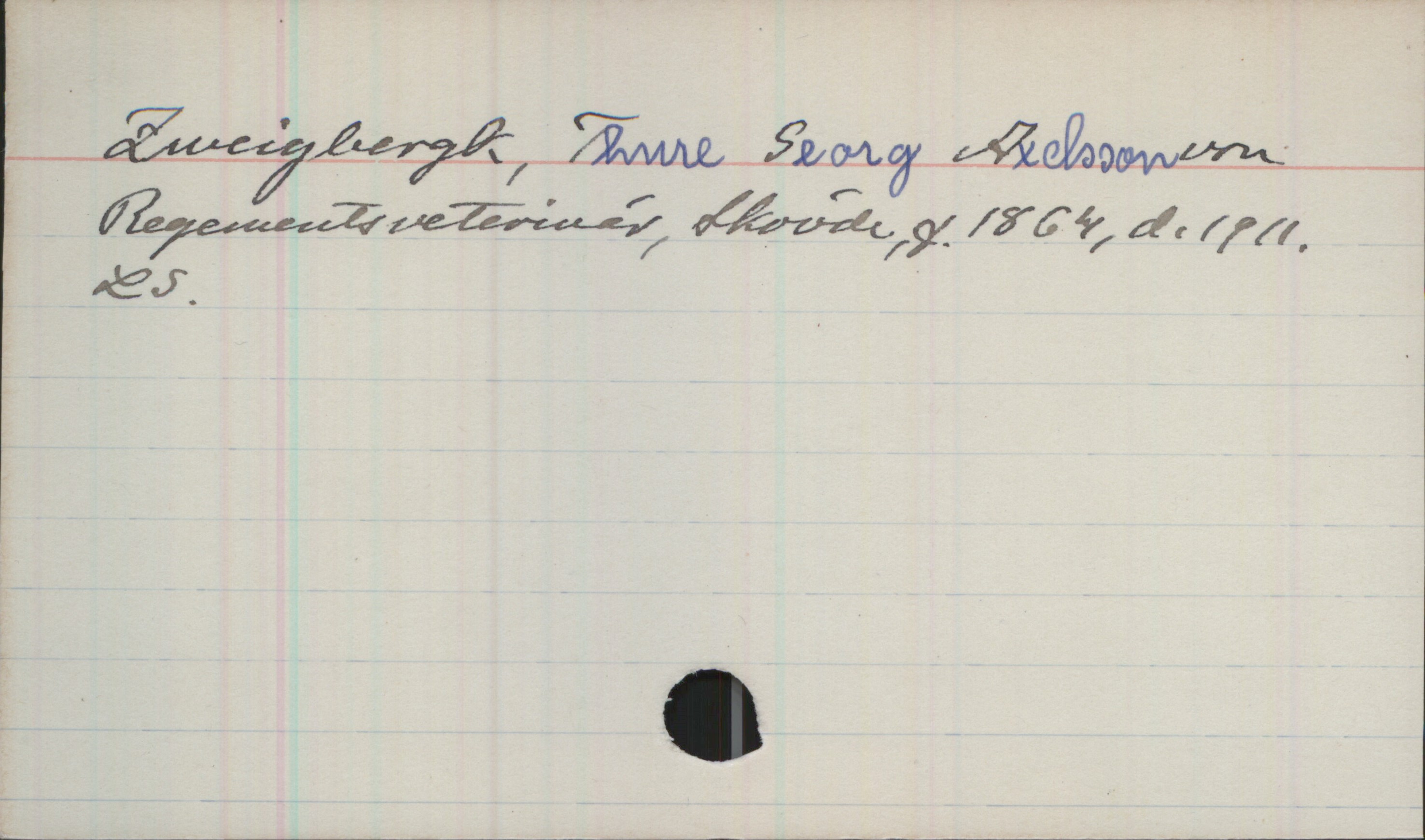 Zweigbergk, Thure Georg Axelsson von (1864-1911) Zweigbergk, Thure Georg Axelsson von
Regementesveterinär, Skövde, f. 1864, d. 1911.
LS.