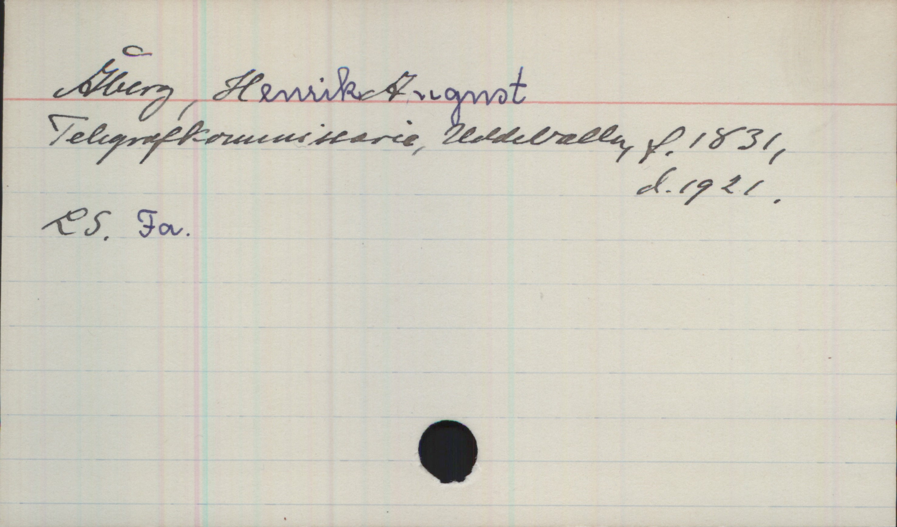 Åberg, Henrik August (1831-1921) Åberg, Henrik August
Telegrafkomissarie, Uddevalla, f. 1831, d. 1921.

LS. Fa.