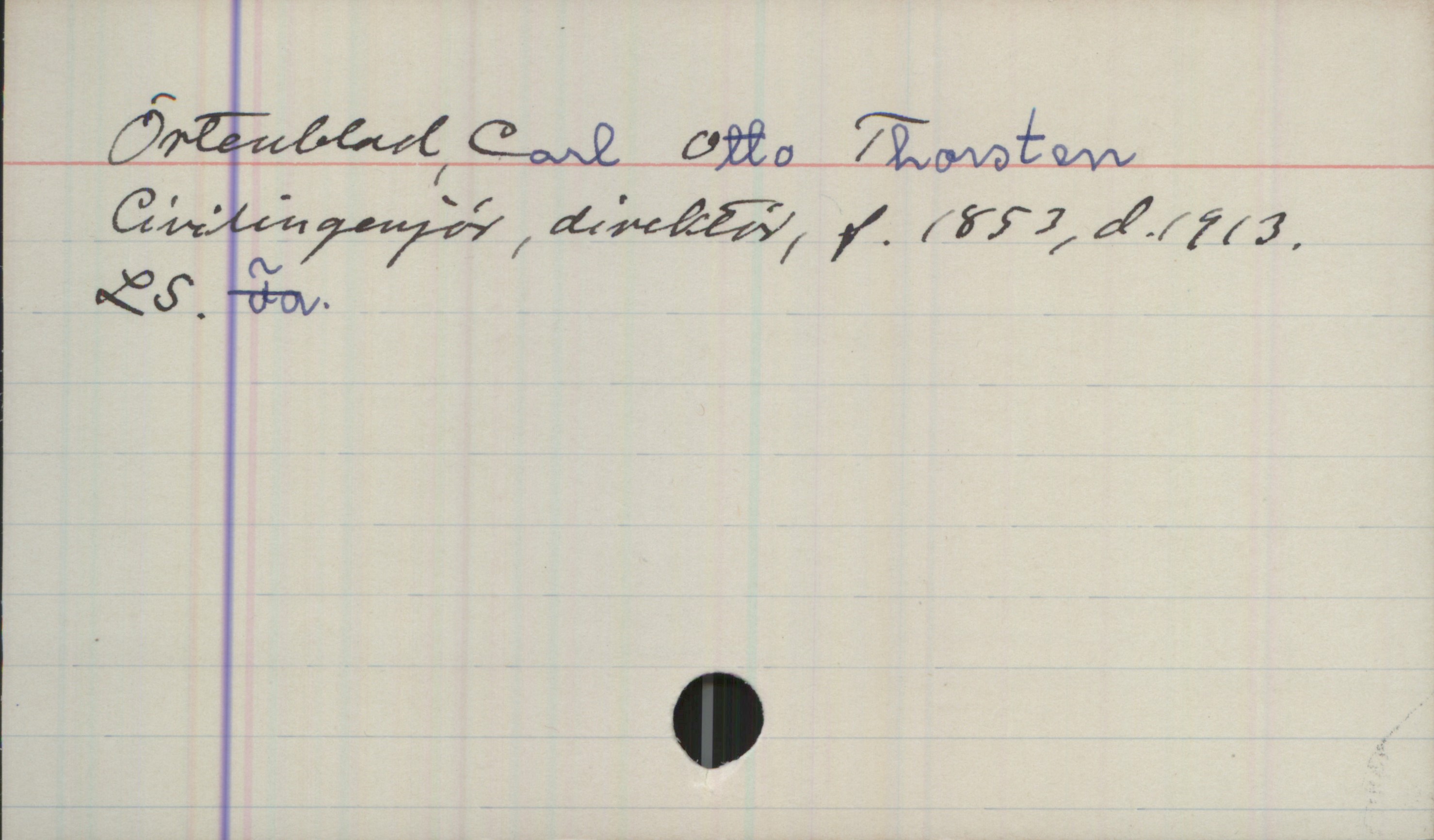 Örtenblad, Carl Otto Thorsten (1853-1913) Örtenblad, Carl Otto Thorsten
Civilingenjör, direktör, f. 1853, d. 1913
LS.