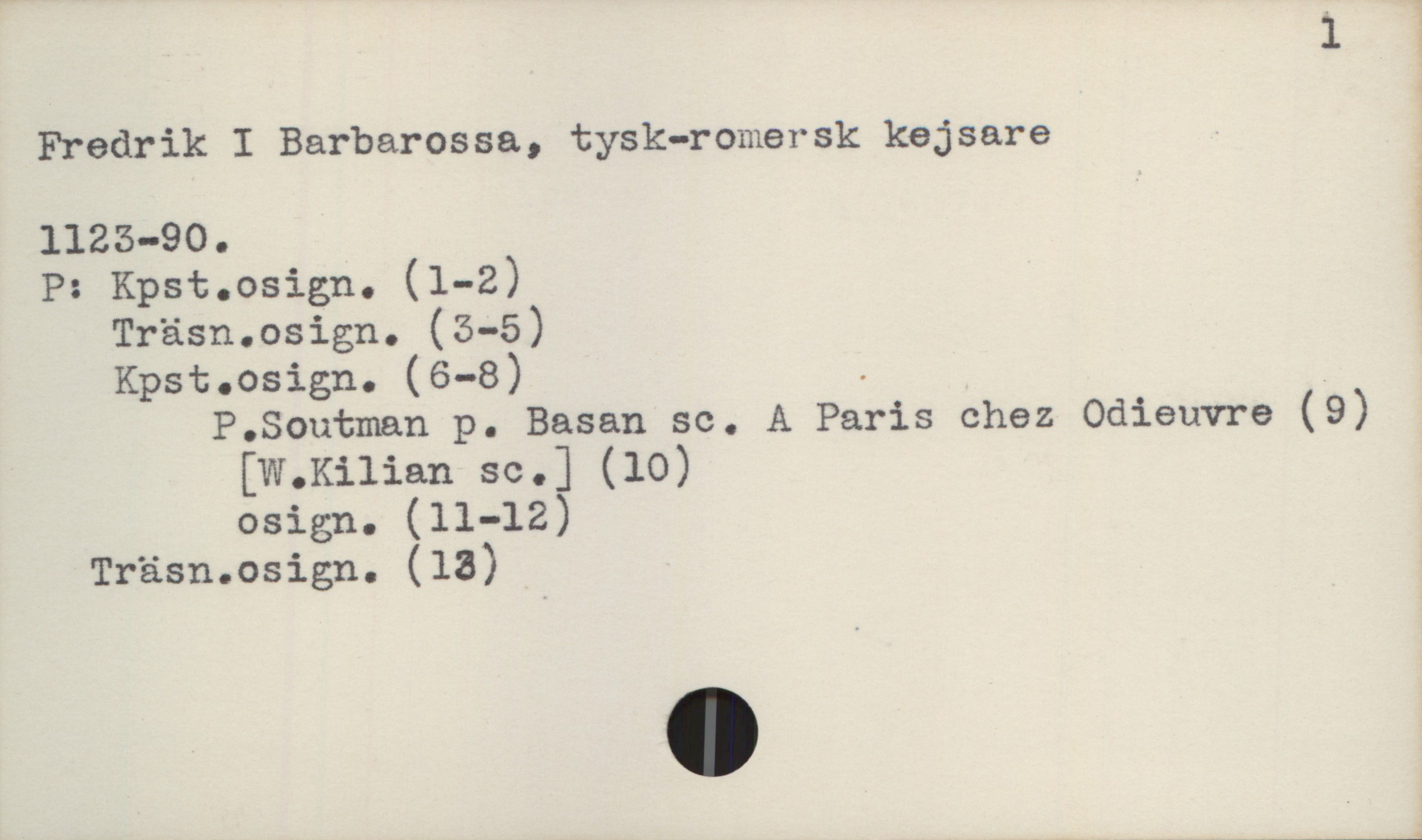 1
Fredrik I Barbarossa, tysk-romersk kejsare
1125-90. %
P: Kpst.osign. (1-2) '
Träsn.osign. (5-5)
Kpst.osign. (6-8) .
P.Soutman p. Basan sc. A Paris chez Odieuvre (9)
[W)Kilian sc.] (10)
osign. (11-12)
Träsn.osign. (13)

