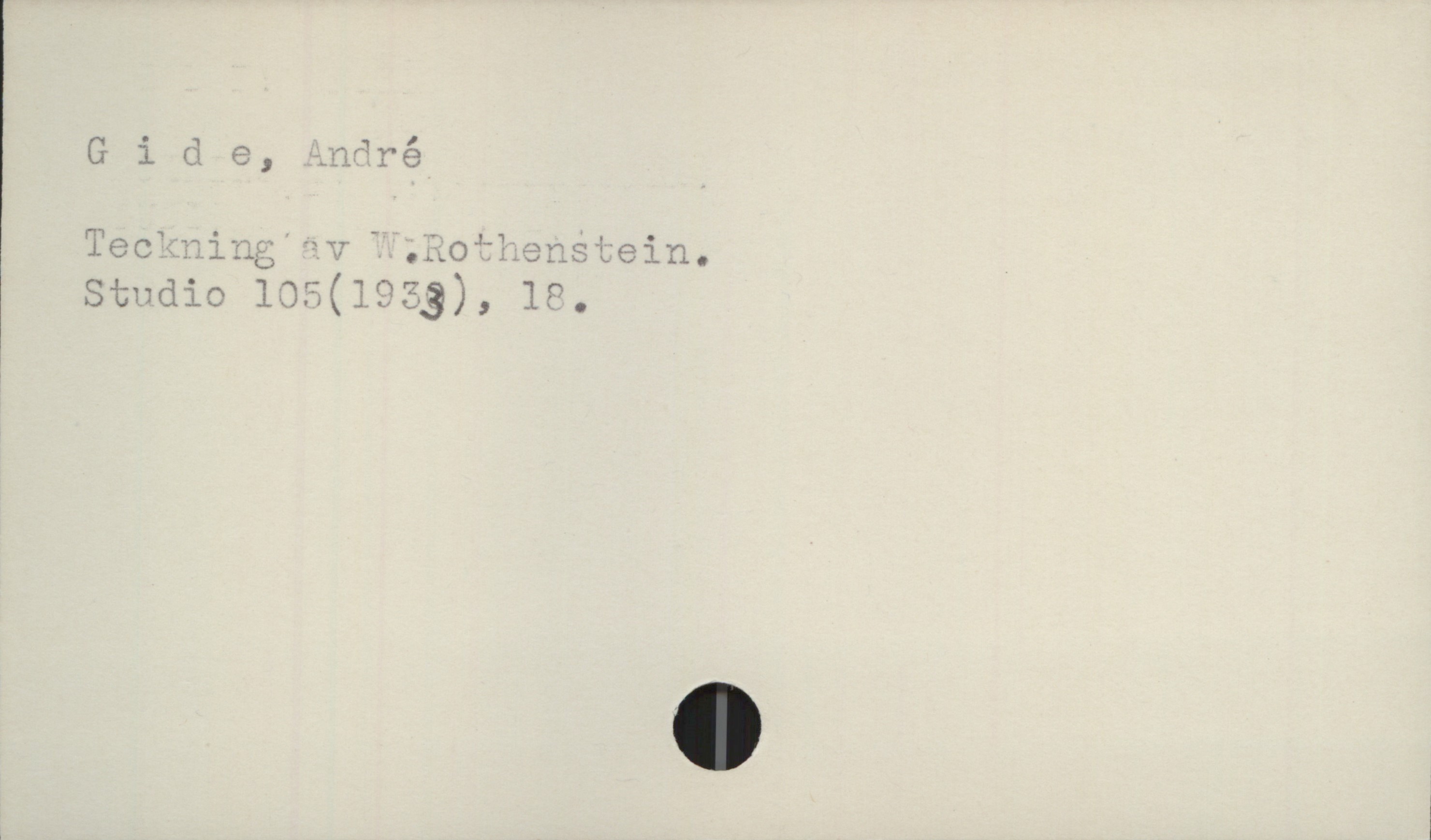 Gide, André Gidé, André

Teckning av W. Rothenstein'. 
Studio 105 (1933), 18.