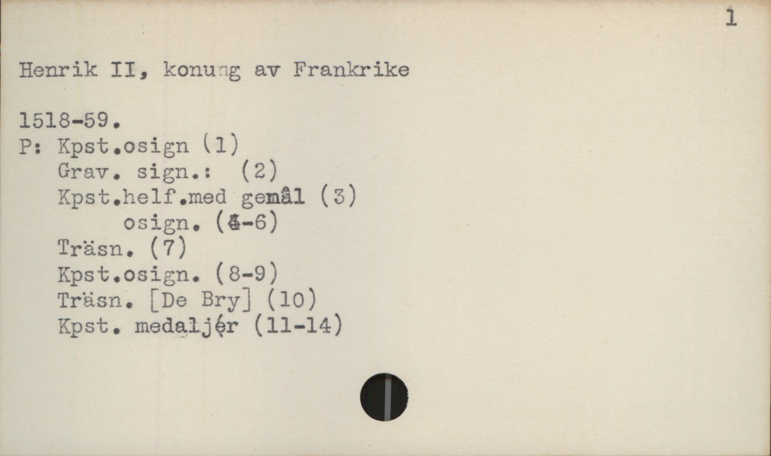  w_1_11 _ , . , _ iwüï
Henrik II, konung av Frankrike
1518-590
' P: Kpst.osign (l)
Grav. sign.: (2)
» Kpst.helf.med gemål (5)
» osign. (5-6)
Träsn. (7)
Kpst.osign. (8-9) ?
Träsn. [De Bry] (10) f
Kpst. medaljér (11-14) J

