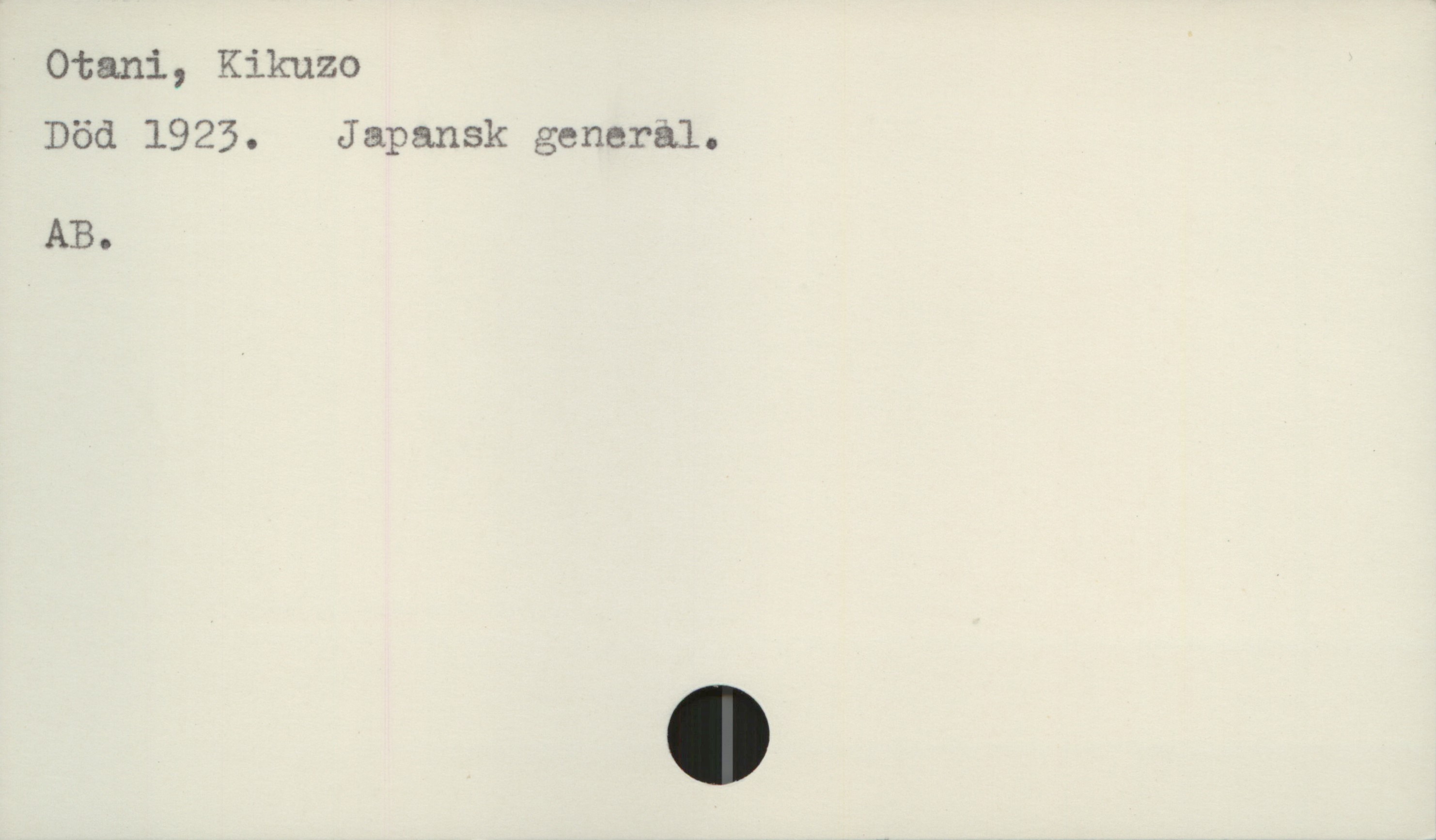Otani, Kikuzo +1923 Otani, Kikuzo
Död 1923. Japansk general.

AB.