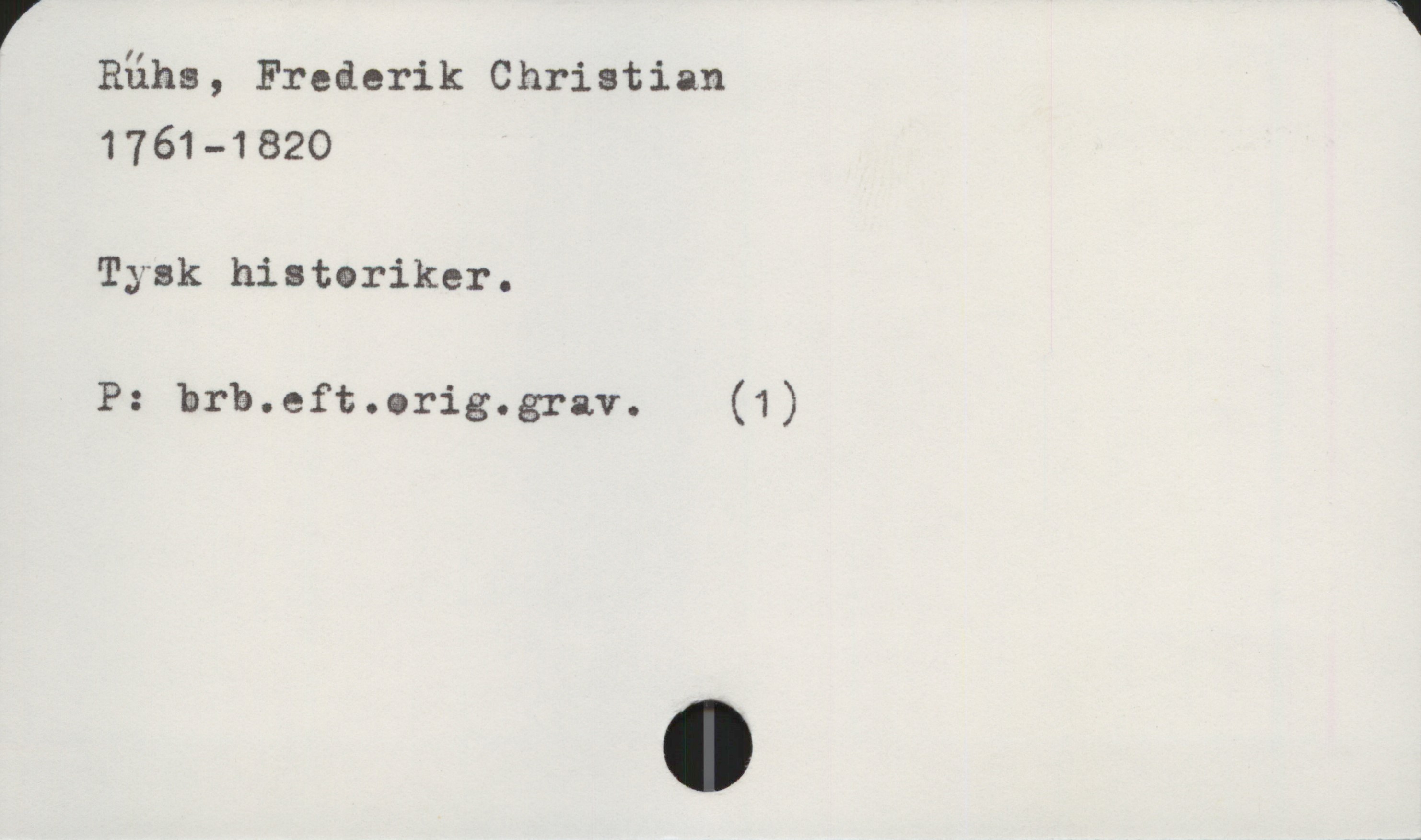  V W
Rühs, Frederik Chriatian
1761-1820
Tyak historiker.
P: brb.eft.orig.grav. (1)

