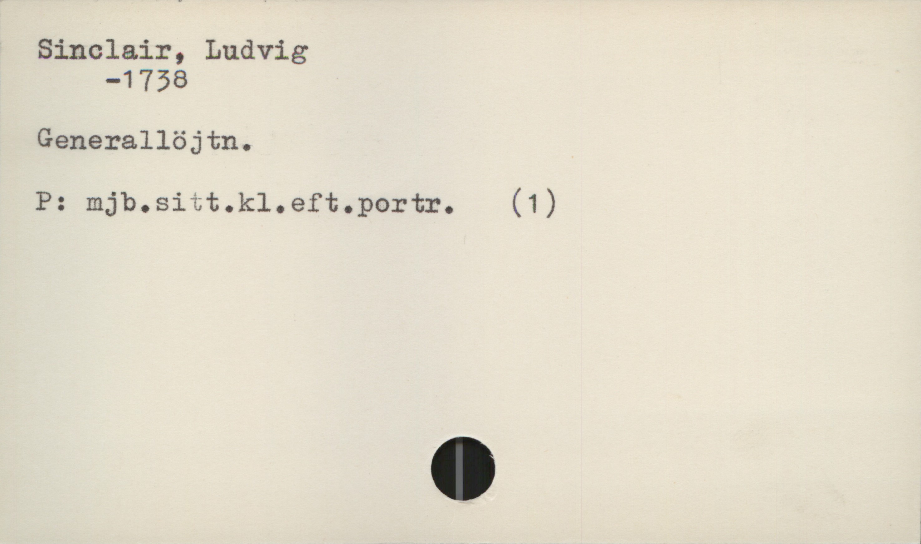  * Sinclair, Ludvig
—1758
Generallöjtn.
P: mjb.sitt.kl.eft.portr. (1)

