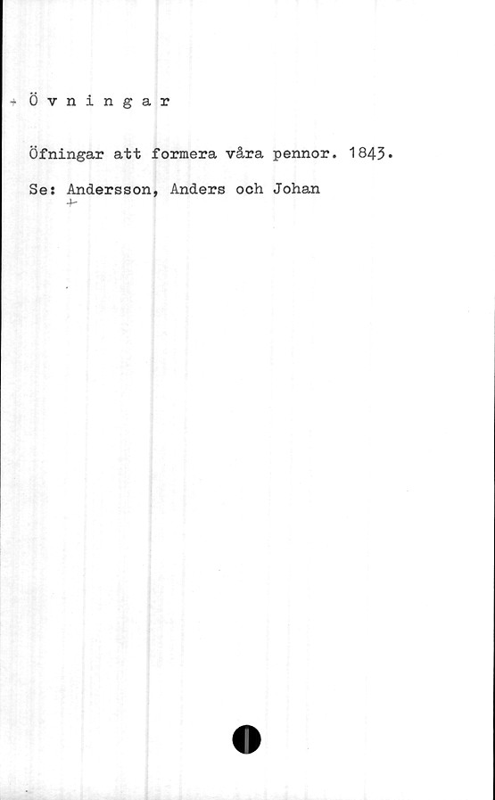  ﻿+ Övningar
Öfningar att formera våra pennor. 1843,
Se: Andersson, Anders och Johan