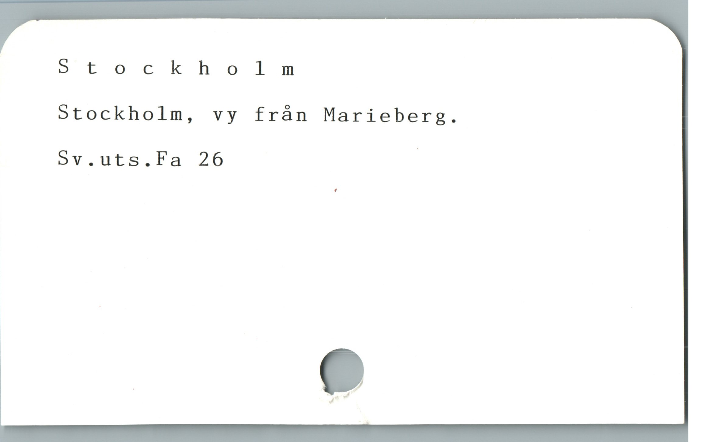  Stockholm
Stockholm, vy från Marieberg.
Sv.uts.Fa 26 |
