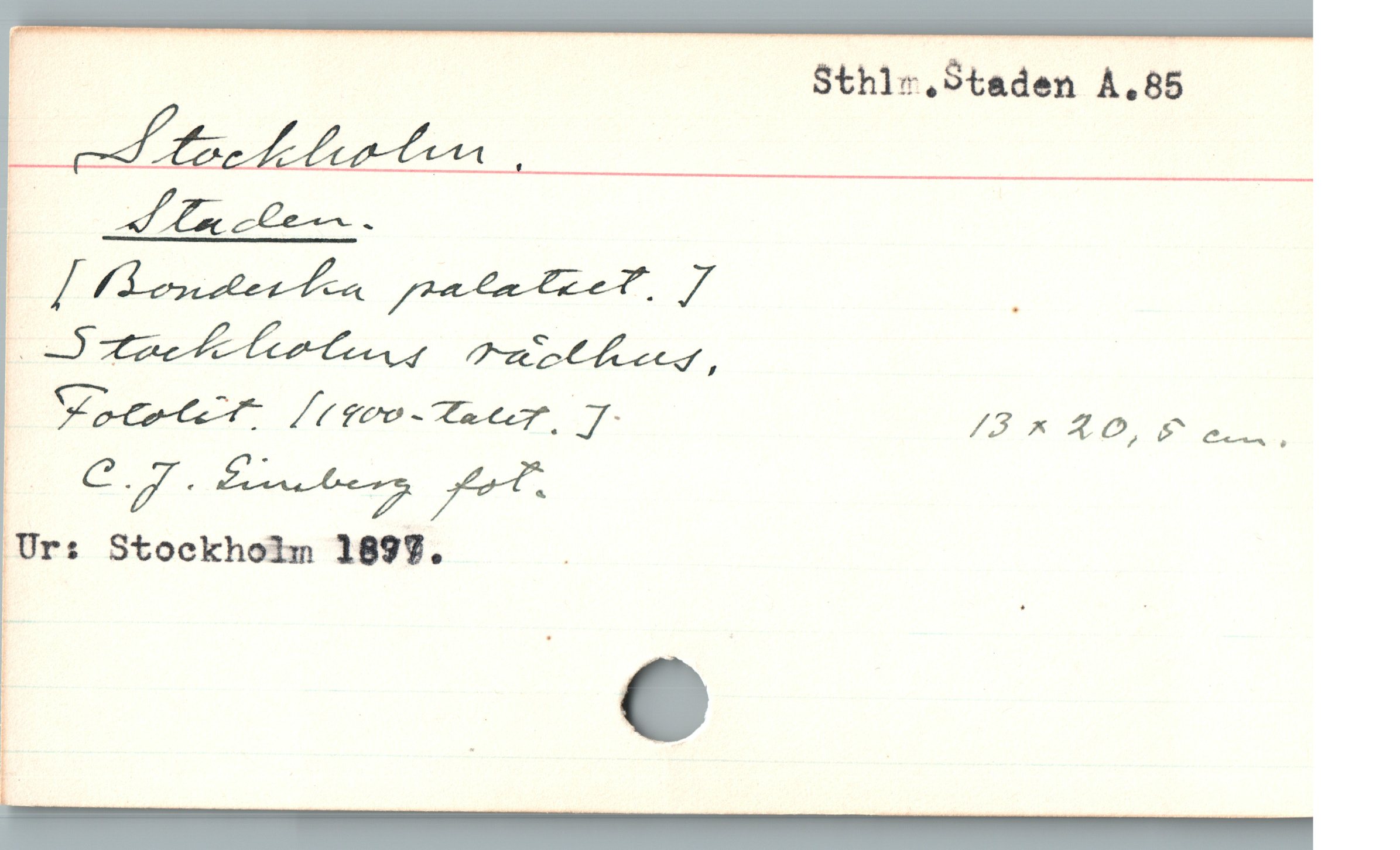  [ Sthlr.Staden A.85
e

| Husgeaen [00 Tecur. u t^ TP PL
Ur: Stockholm 1897. .

. ;
