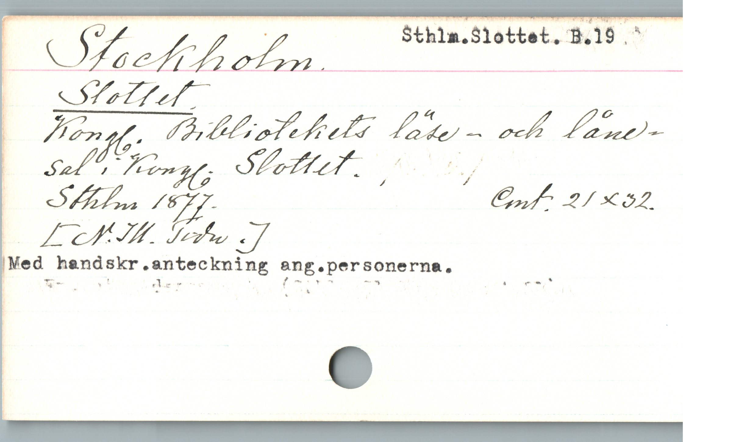  J/ g i Sthlm.$lottet. B.19 .^ —
ELM - :

E L. S Guf 2/x932
'Med hendskr.anteckning ang.personerns.
