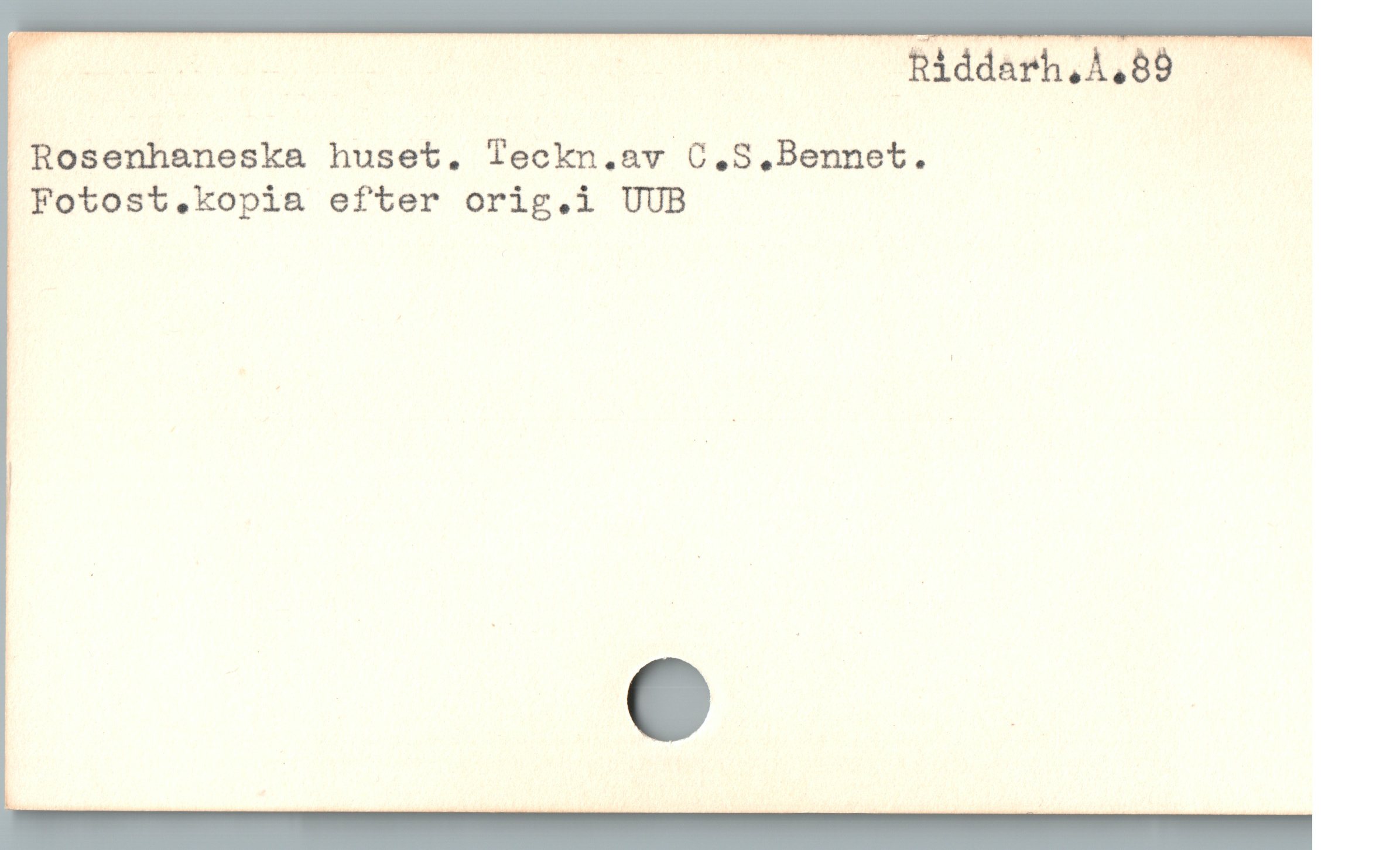  p | MM EOW u
! Rosenhaneska huset. Teckn.av C,.S,Bennet. |
| Fotost.kopia efter orig.i UUB |

