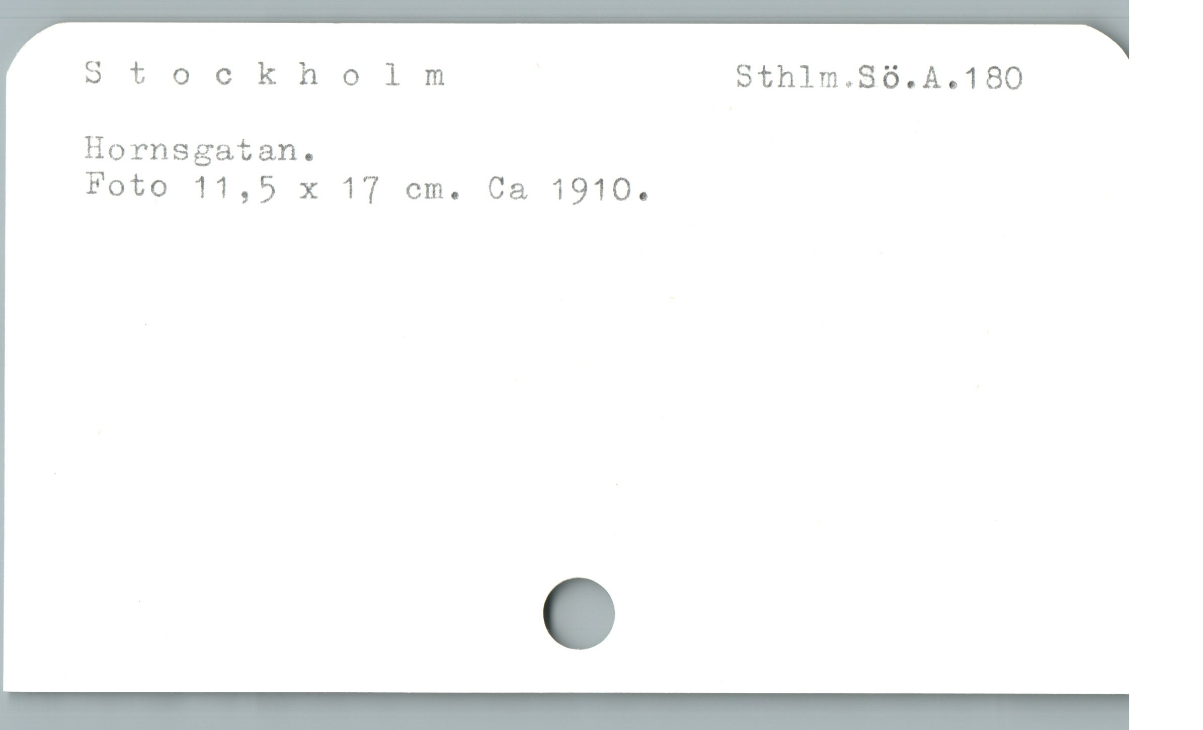 Siocknholm Sthlm.S6.A.180
Hornsgatan.
Foto 11,5 x 17 em. Ca 1910.