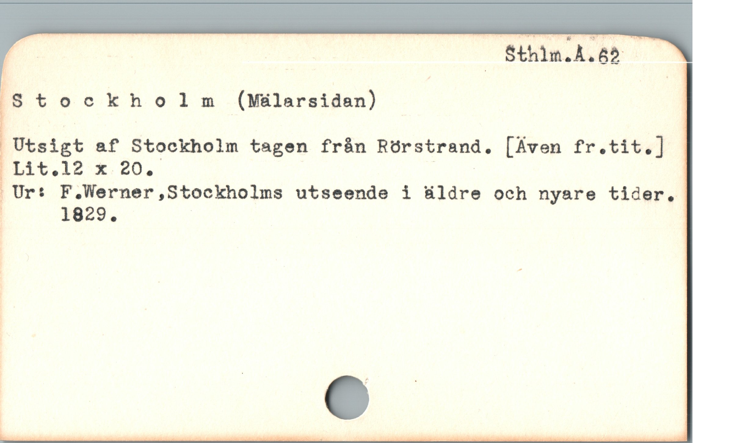  | us — Sthlm.å.g2 —
Stockholm (Mälarsiden)
Utsigt &f Stockholm tagen från Rórstrand. [Även fr.tit.]
Et6,12 x 20. um
Ur: F,.Werner,Stockholms utseende i &üldre och nyare tider.
1829. |
; | |
