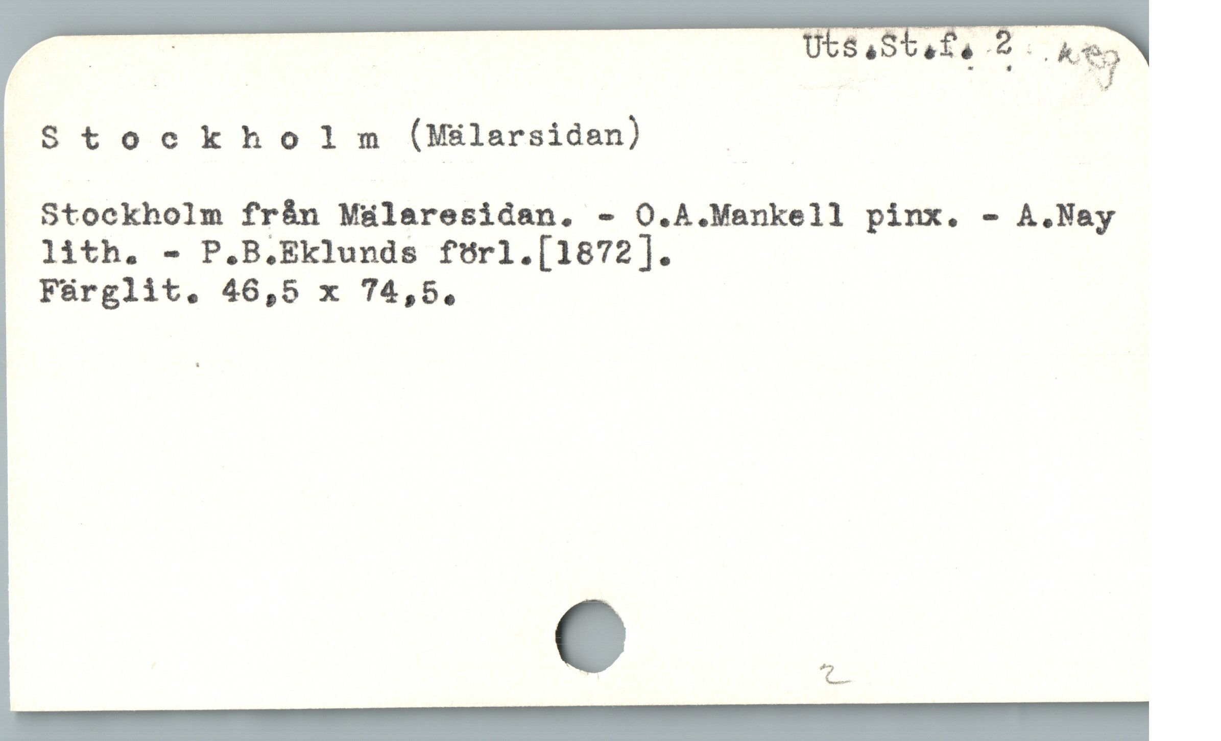  T m Mu
Stockholm (Mälarsidan) — — —
Stockholm frán Mülaresidan. - O.A.Mankell pinx. - A.Nay
lith. - P.B.Eklunds förl.[1872].
. L
