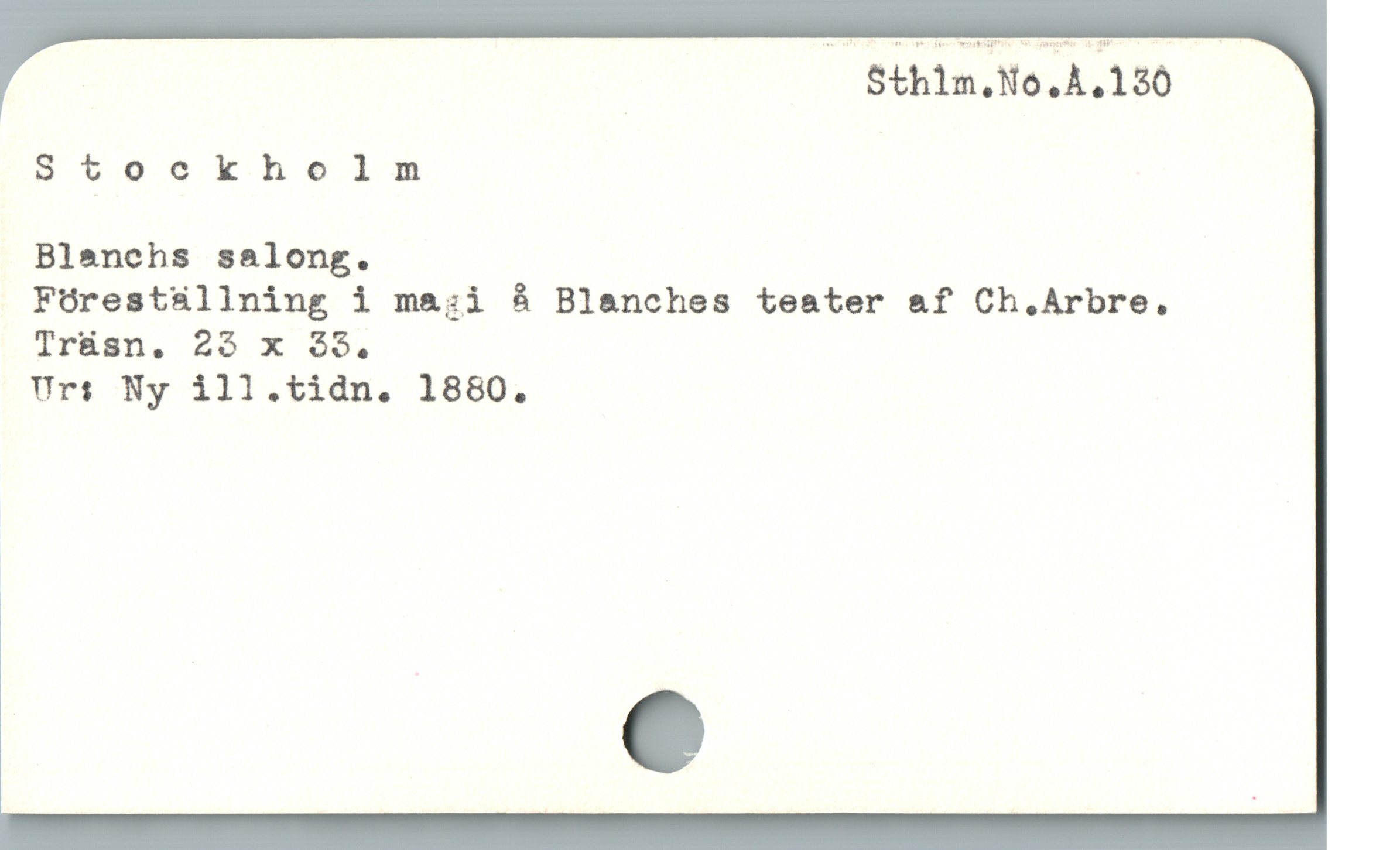  Sthlm.No.A.130 —
Stookhelm
Blanehs salong.
F6restsllning i ma:i å Blanches teater a&f Ch.Arbre.
Irüsn. 23 x $9.
Urs Ny ill.tidn. 18680.
