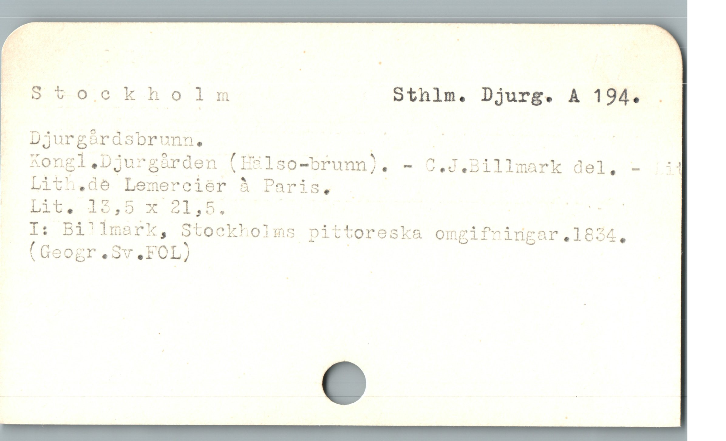  4 E ! : 3
y - . :
p'S 0960 kholm Sthlm. Djurg. A 194. .
: N o [*] + ” » « +
" Djurgóárdsbrunn. _ .

Kongl .Djurgården (HElso-brunn). - C.J.Billmark del. - i
, Lith.de Lemercier à Paris, .
B 1l 4225,5 $E. 21,5. i E

I: Bi!lmark, Stockholms pittoreska omgifningar,.1834,

C ^l * :
(Geogr.Sv.FOL)
