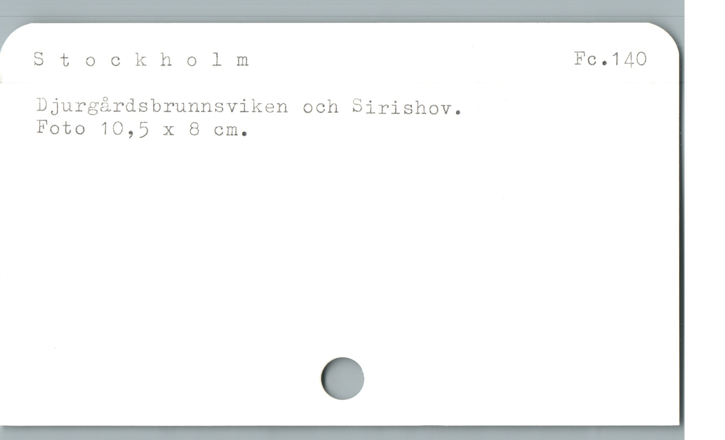  St ocknhorlm Fc.140
Djurgárdsbrunnsviken och Sirishov.
Foto 10,5 x 8 em.
