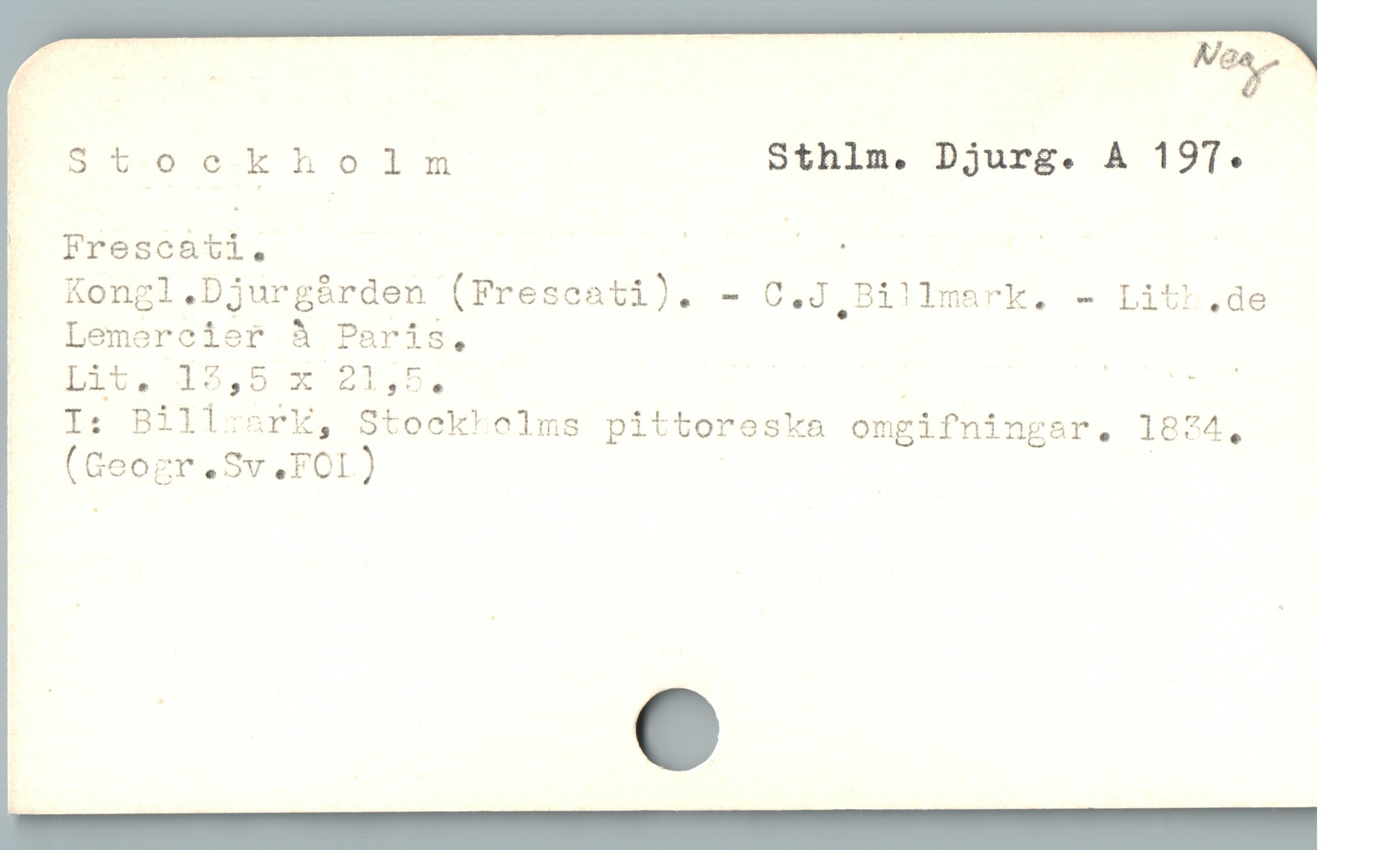  | Frescati. / EX :

| Kongl.Djurgárden (Frescati). - C.J.Billmark. - Litt.de
; Lemercier å Paríis,

E Dit,15,5 x 21,5, | | d

; Is BillzsrE, Stockholms pittoreska omgifningar. 1834,
( (Geogr.Sv.FOL)
