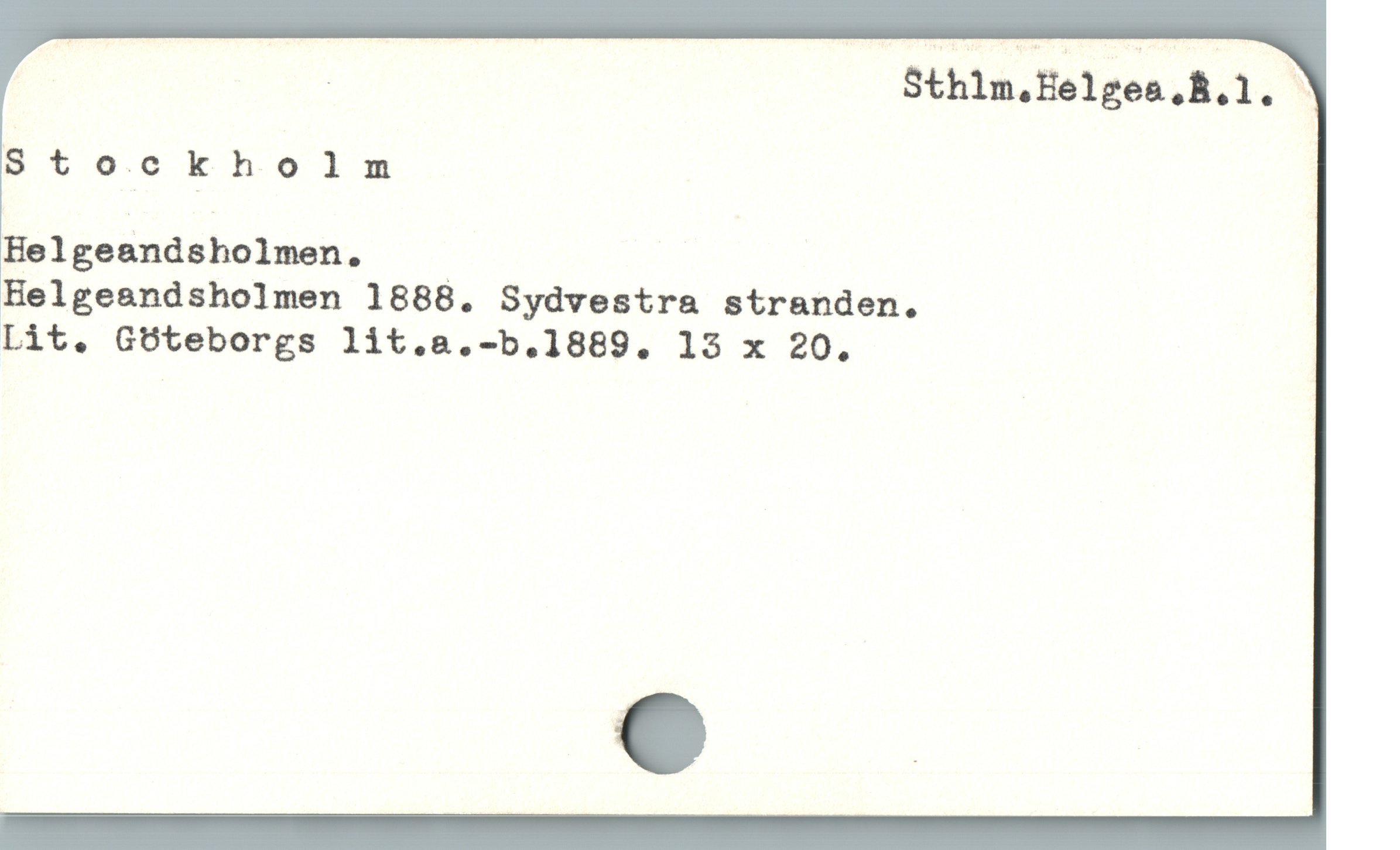  : Sthlm.Helgea,.B.1. '
Stockholm
Helgeandsholmen.
Helgeandsholmen 1888. Sydvestra stranden. |
Lit. Göteborgs lit.a&.-b.1889. 13 x 20. :
