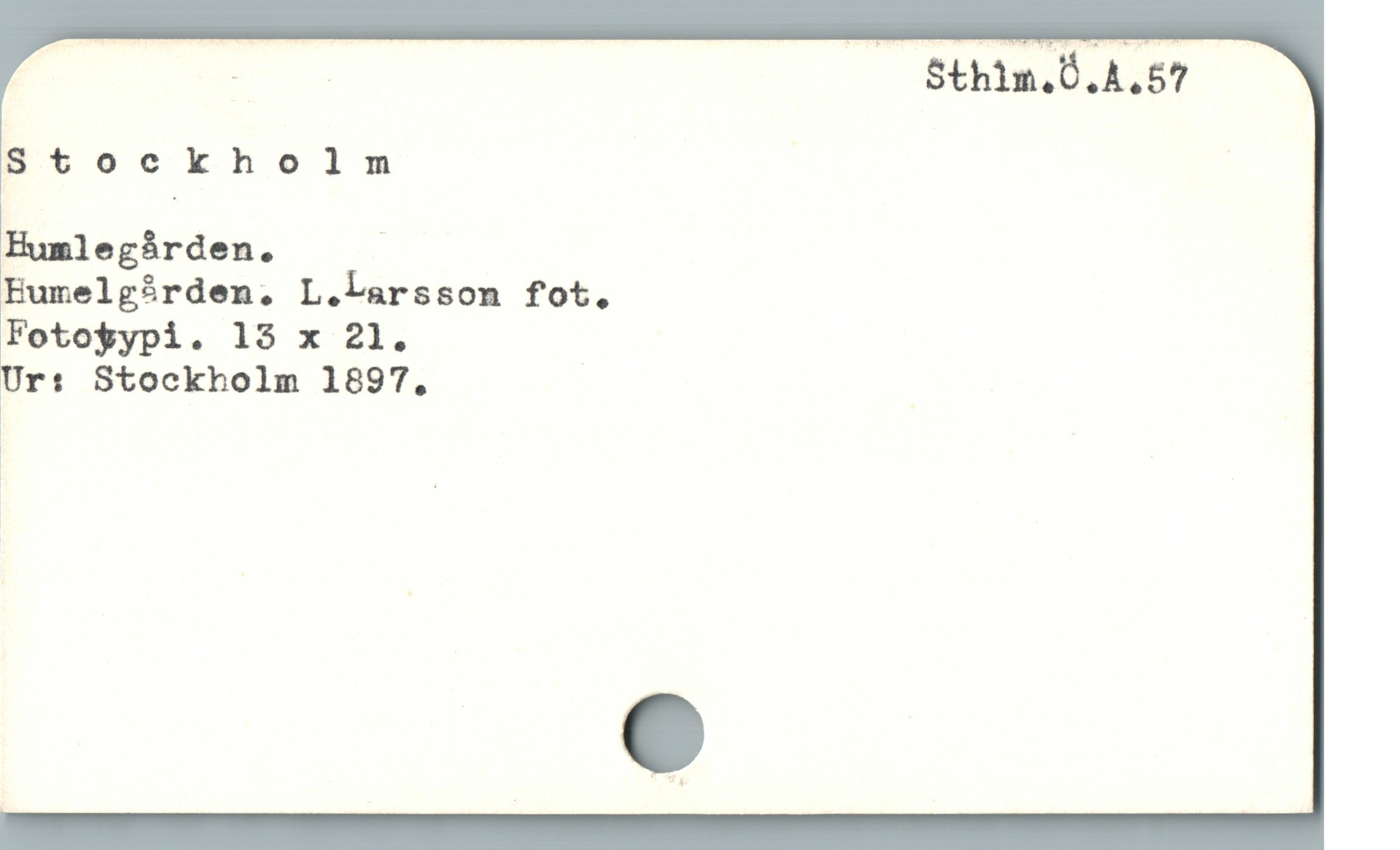  | E — Sthin.0.4,57
8Stoocockho]1n
Humlegárden. :
Humelgården. L.larsson fot.
Foto$ypi. 13 x 21.
r: Stockholm 1897,
1
|
