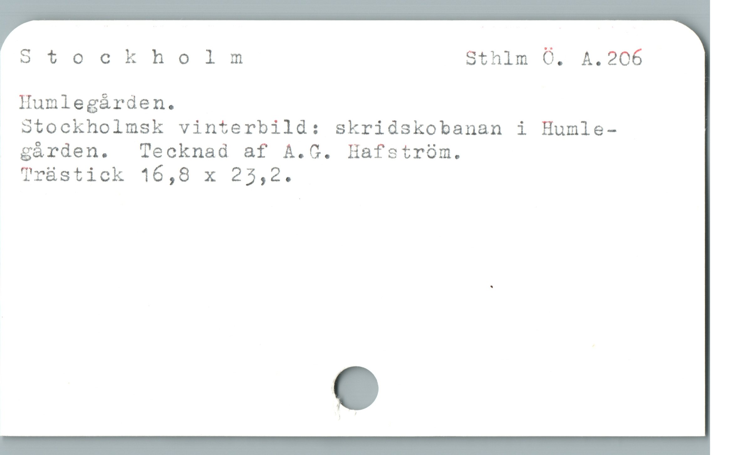  Stockholnm Sthlm Ó. A. 206
Humlegården.

Stockholmsk vinterbild: skridskobanan i Humle-
gården.  Tecknad af 4.6. Hafströmn.

Trüstick 16,8 x 25,2.
