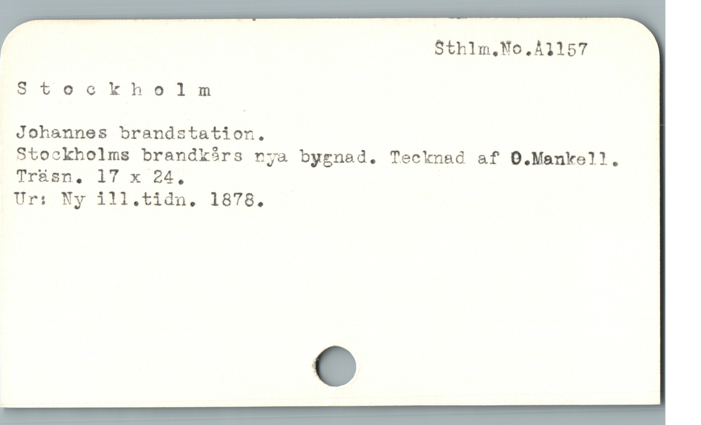  $th1m,No,41157
Jt.ookhelm
Johannes brandstation.
Stockholms brandk$rs rya bygnad. Tecknad af O0.Mankell.
TraAsn., 17 x 2£,
