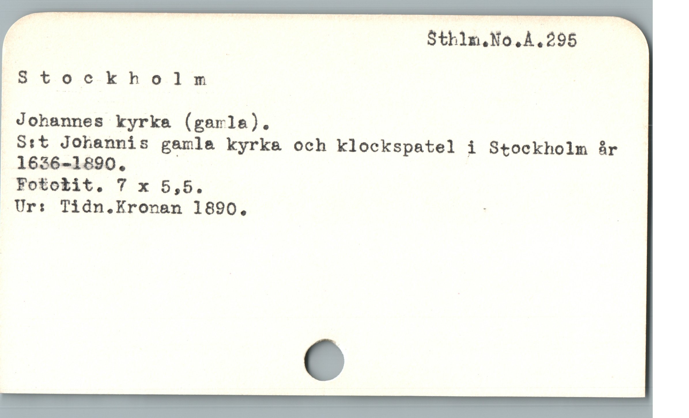  | S$th1n.No,4.295
^-Stockholm

Johannes kyrka (gerle).

Srt Johannis gamle kyrka och klockspatel i Stockholm år
1636-1890.

Fotoklit. 7 x 5,5.

Ur: Tidn.Kronan 1890, ; :
