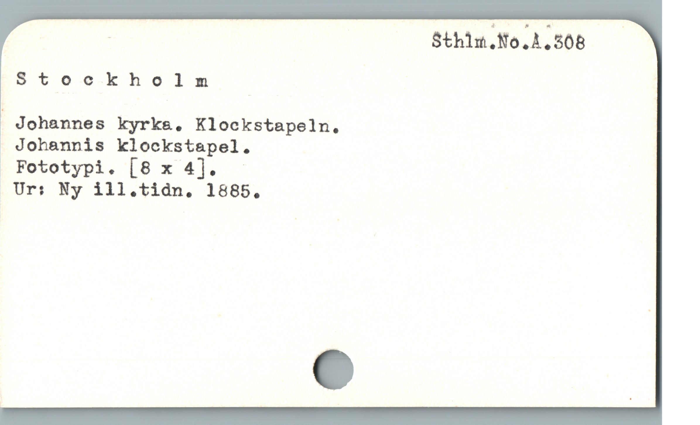  Stockholm 7

" Johannes kyrk&, Klockstapeln.
Johannis klockstapel.
Fototypi. [8 x 4]. -

. Ur: Ny ill.tidn. 1885.
