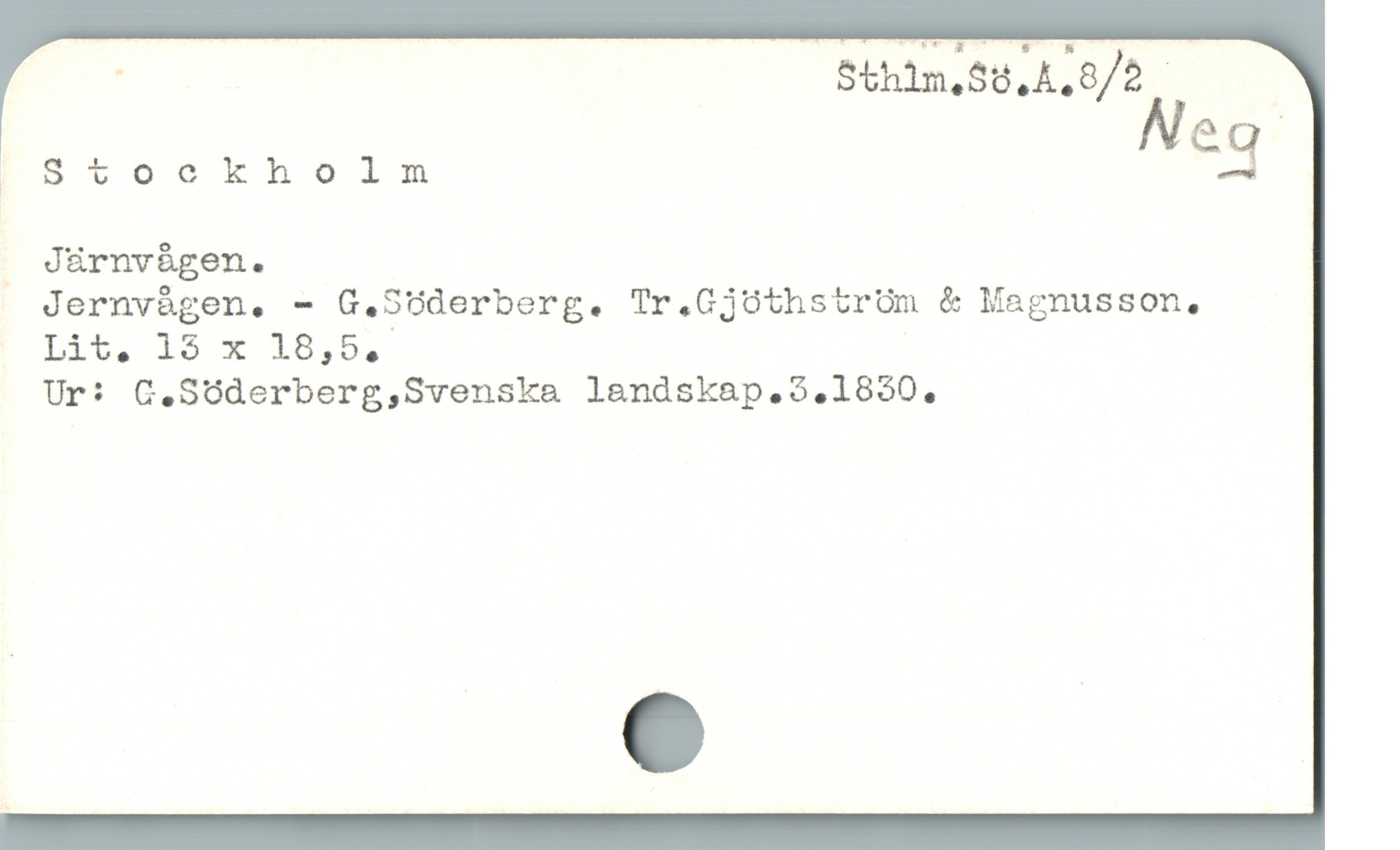  | Sthlm.Sö.A.B/åN
. Stockholm Qg
J Järnvågen.
Jernvågen. - G.S5öderberg. Tr Gjöthström & Magnusson,
Lt 10 * 1b
Ur: C,.S6derberg,Svenska landskap.3.18390.
