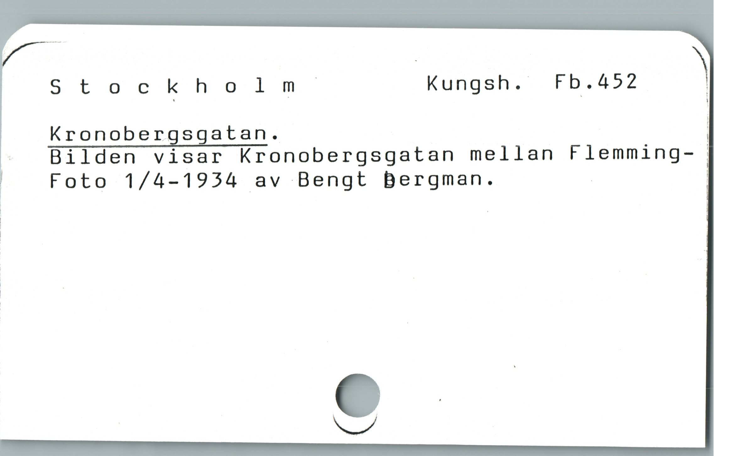  Stockholim Kungsh. .Fb.452 N

Kronobergsgatan. |

. Bilden visar Kronobergsgatan mellan Flemming- :

Foto 1/4-19534 av Bengt Bergman. ! |

1 |
al
