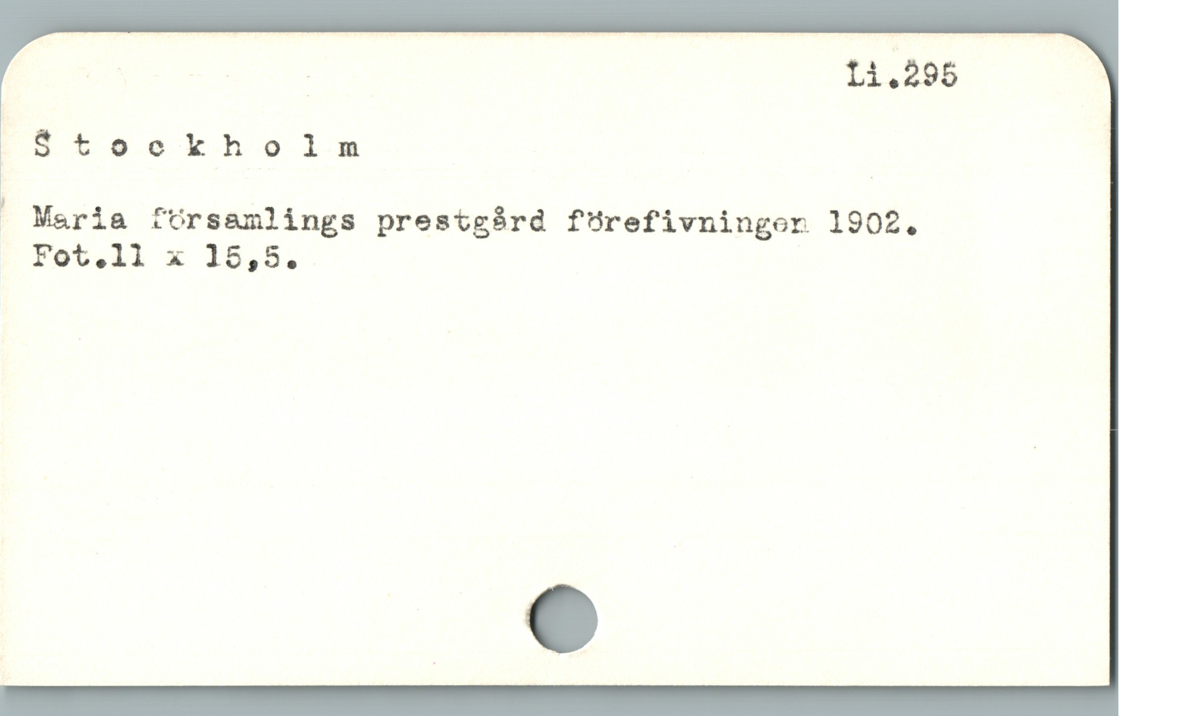  E d 11.295 -
^ SÉtookholm
" Maria fOrsamlings prestgárd fOrefivningor 1902.
