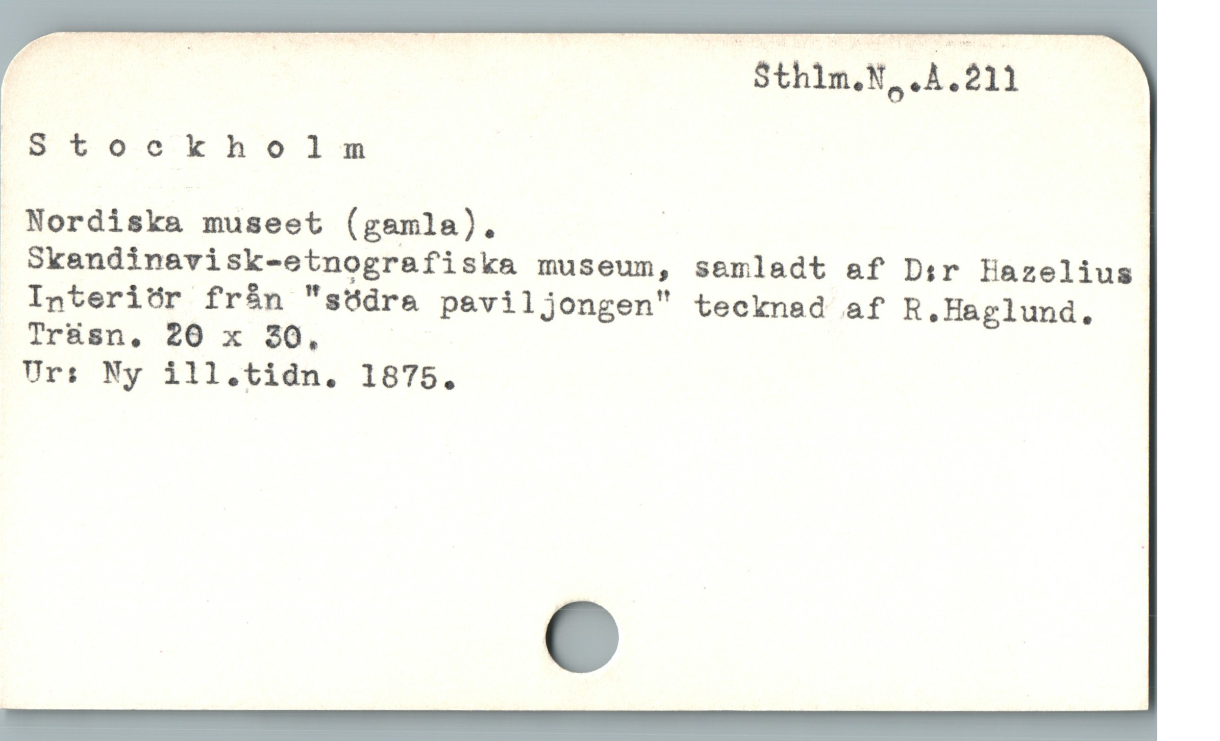  bd Sthlm.N,.A.211

/!8tookholm

Nordiska museet (gamla). |

 Skandinavisk-etnografiska museum, semladt af Dir Hazelius
Interiür från "södra paviljongen" tecknad af R,Haglund.,
Urs Ny ill.tidn. 1875.
