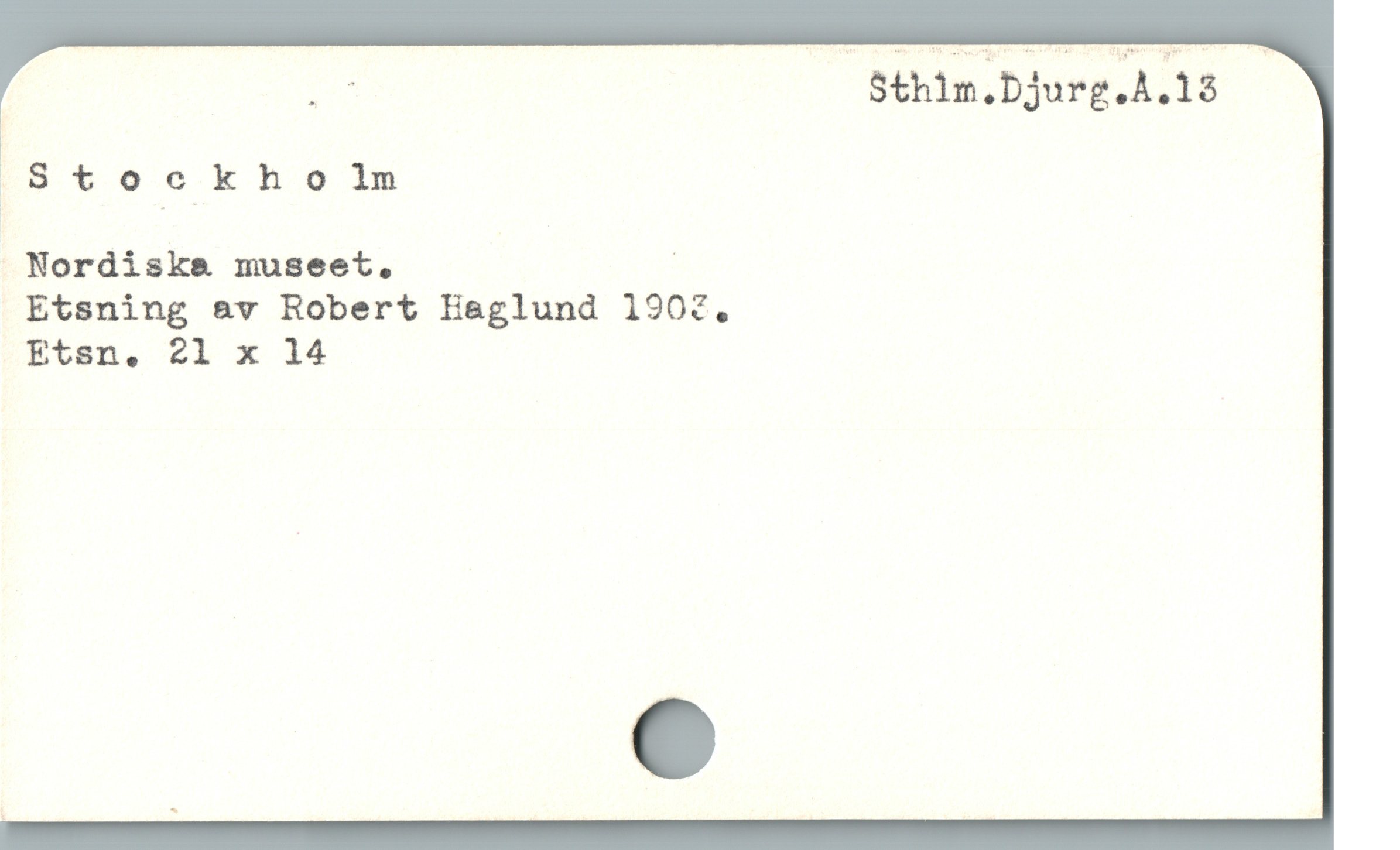  å Sthim.Djurg.Å.13
Stockholm
Nordiska museet. |
Etsning &v Robert Eaglund 19207.
Etsn. 21 x 14
