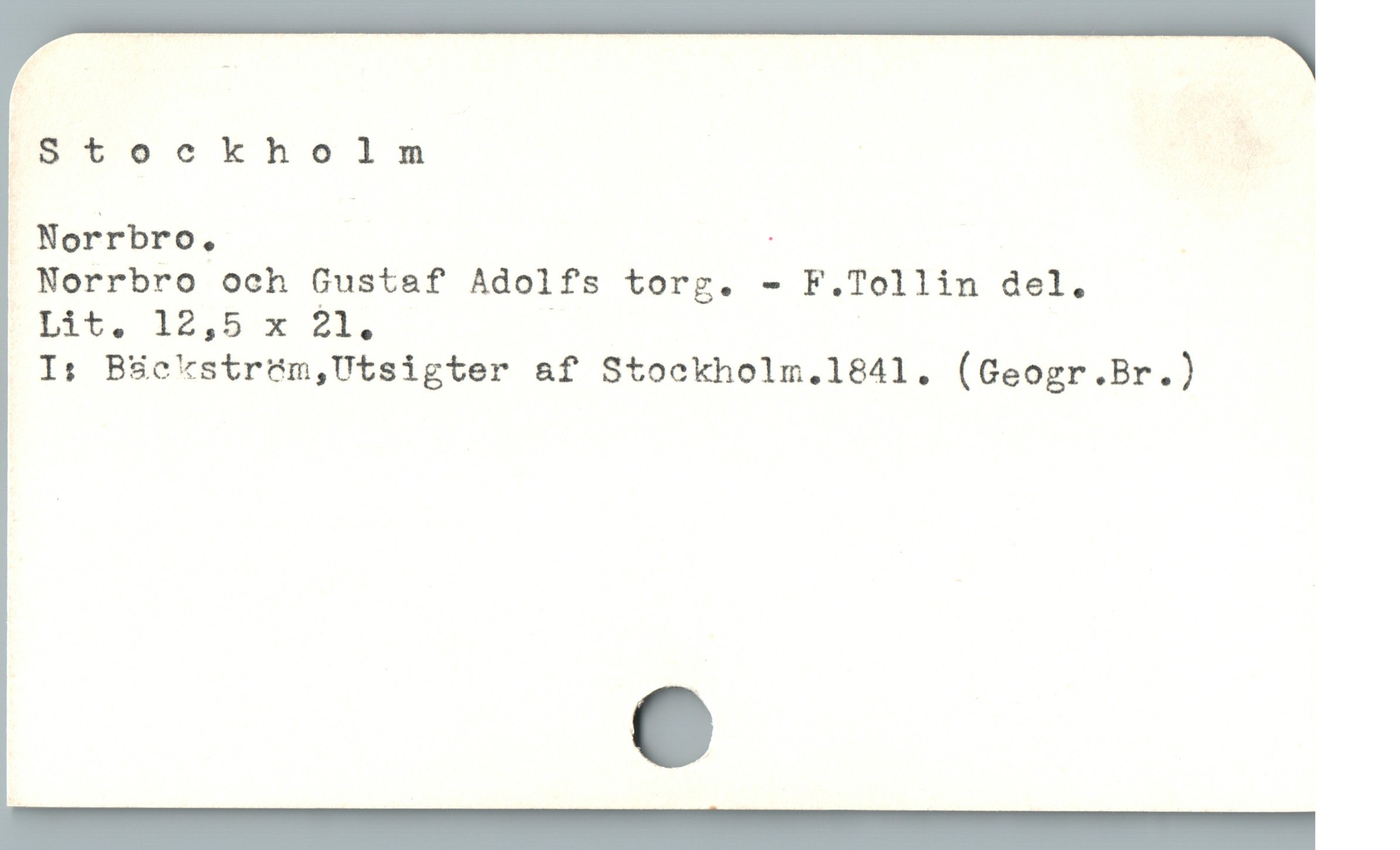  Stockholm ;
; Nofrbro. ]
. Norrbro och Gustaf Adolfs torg. - F.Tollin del.
Elit. 12,8 x 21. /
I: BSekstrüém,Utsigter a&f Stockholm.l841. (Geogr.Br.)
