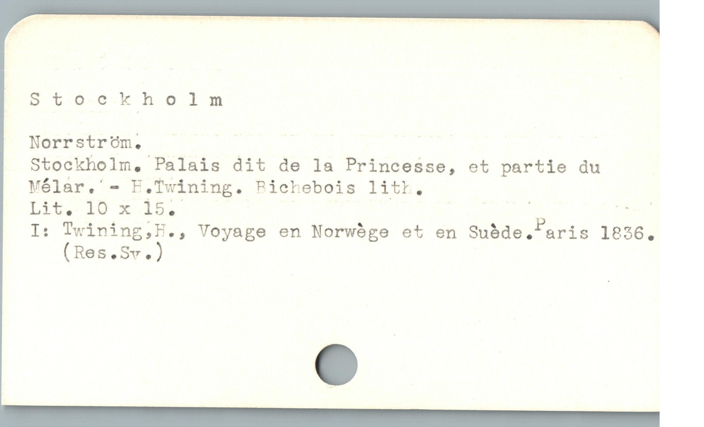  EOS b eekho!sn
^ Norrstrom. . | | iT |
Stockholm, Palais dit de la Princesse, et partie du
Mélar.' - F.Twining. PRichebois litr.
Lb 0 x 1. : loX m d
I: Twining,H., Voyage en Norwóge et en Subde , aris 18536,
(Res.Sv.)
