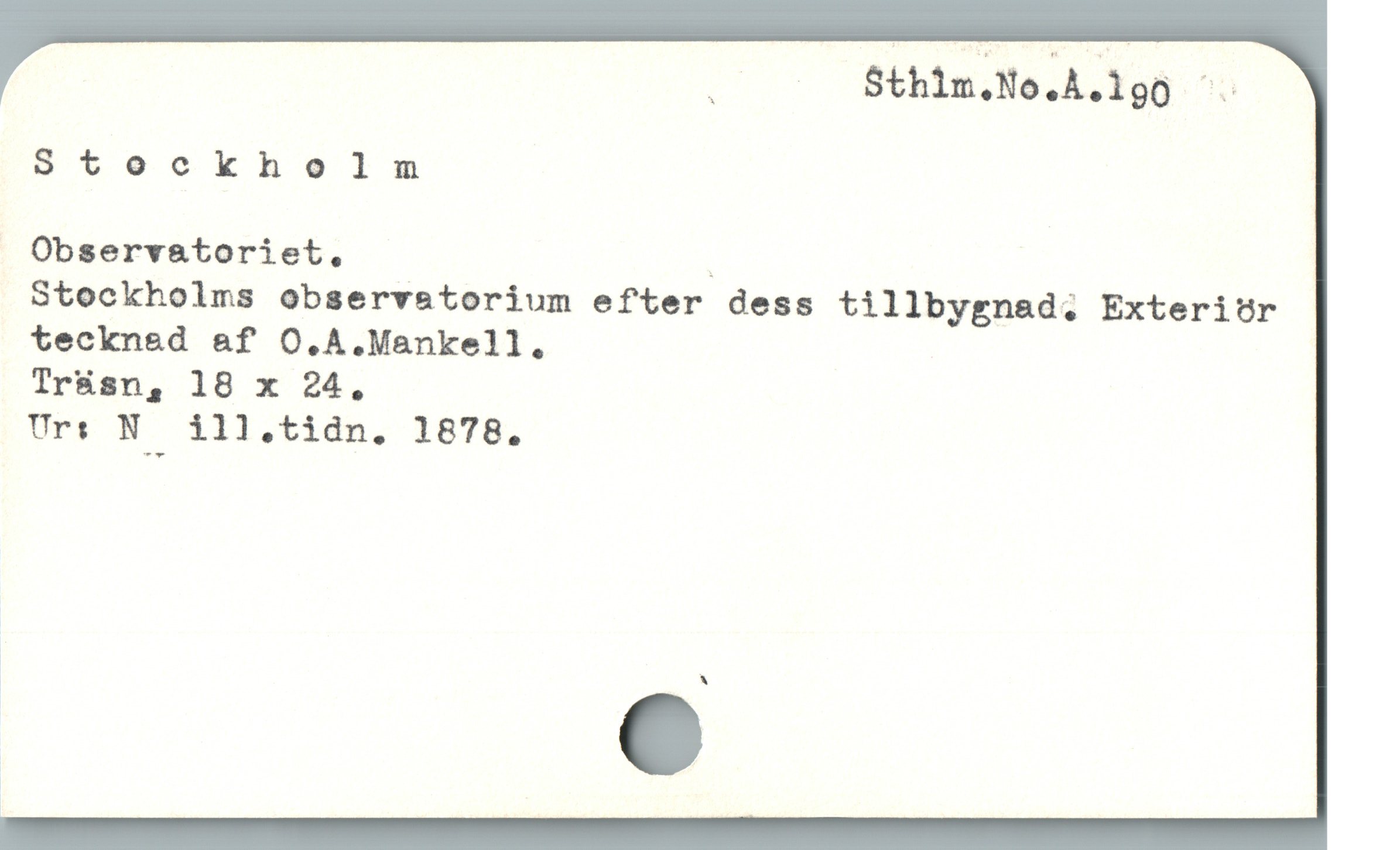  N $thim.No.À.lgo ^.
Steckhelm
Observa&atoriet, |
Stockholms observatorium efter dess tillbygnad: Exteritr
teckned af O.A.Mankell.
Ir&sn, 18 x 24,
Ur: N ill.tidn. 1878.
