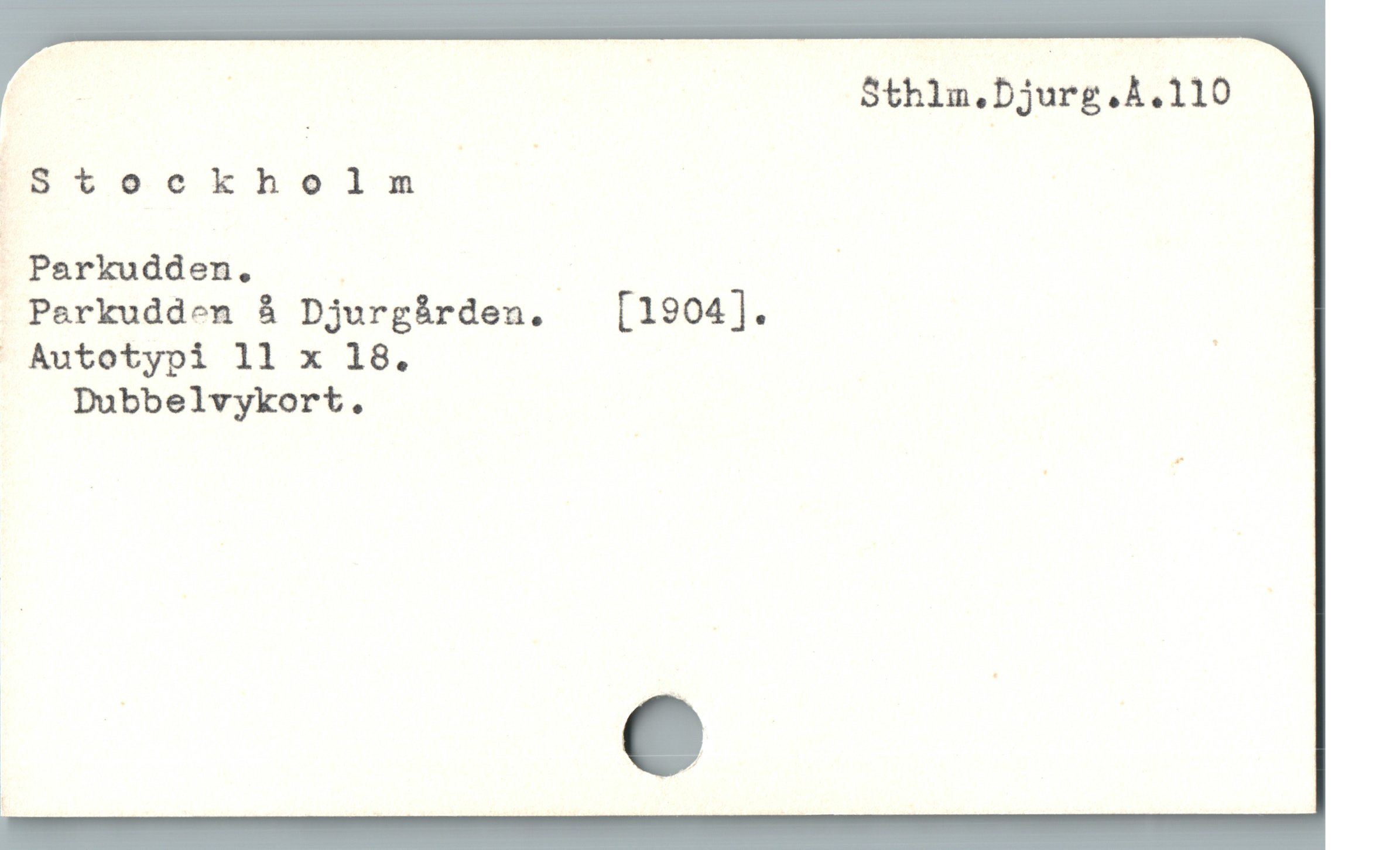  Stockholm
ï Parkudden. | | :
Perkudden å Djurgàrden.  [1904].
 Autotypi 11 x 18. '
Dubbelvykort.
y ;
