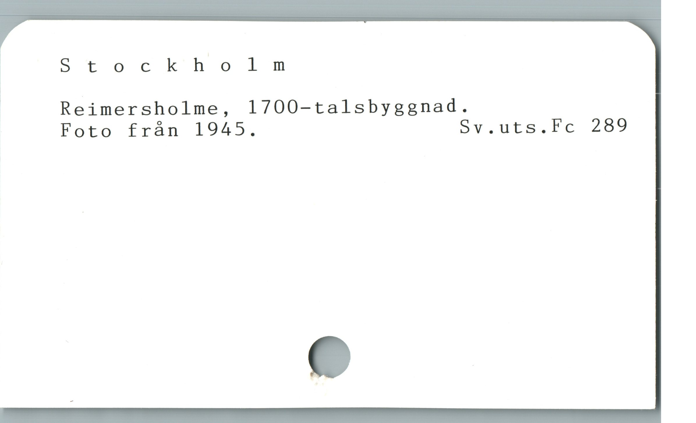  Stockholm
| Reimersholme, 1700-talsbyggnad.
Foto frán 1945. Sv.uts.Fc 289
