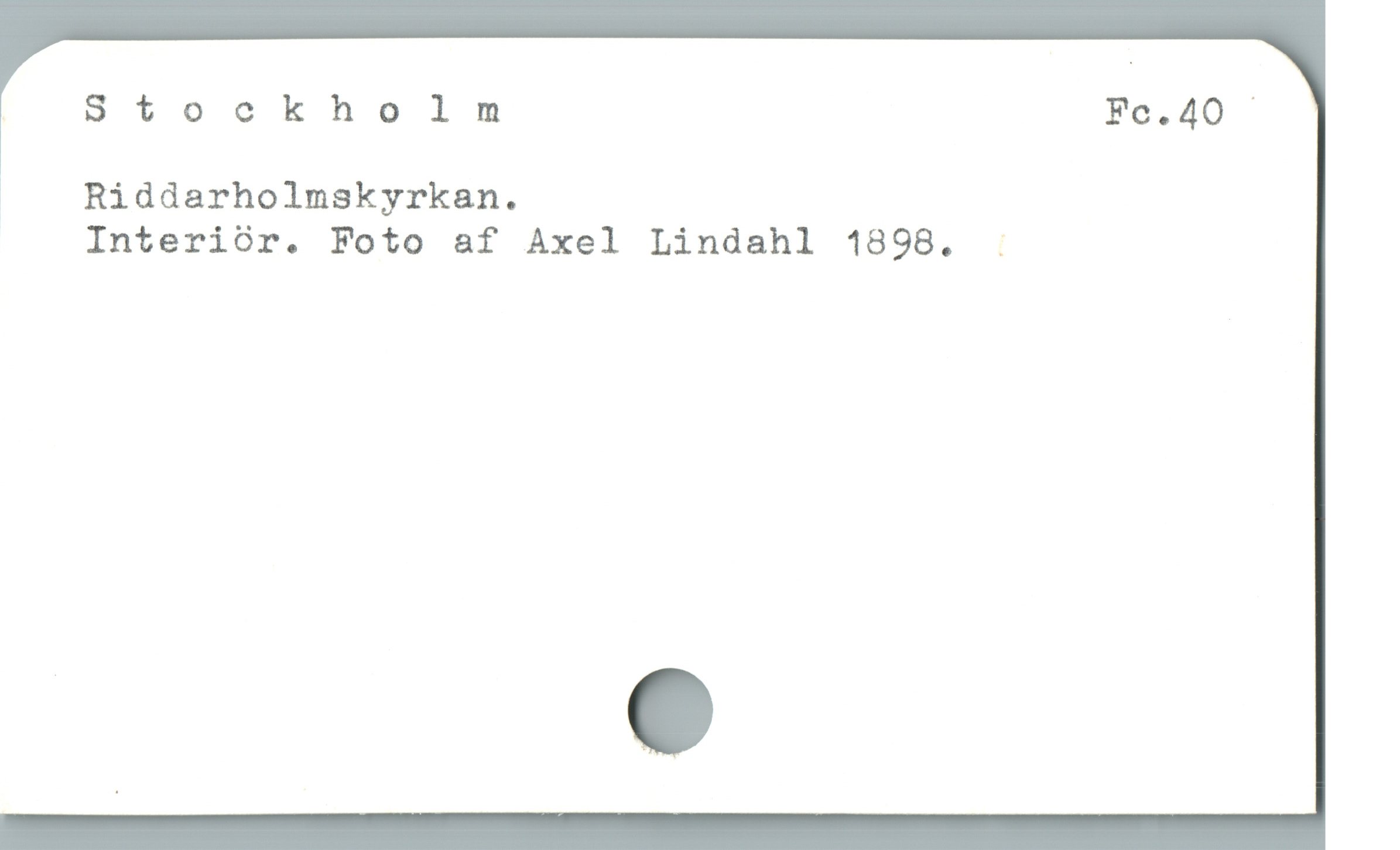  Stockholm Fc.40
* Riddarholmskyrkan.
Interiör. Foto af Axel Lindahl 1898, .
